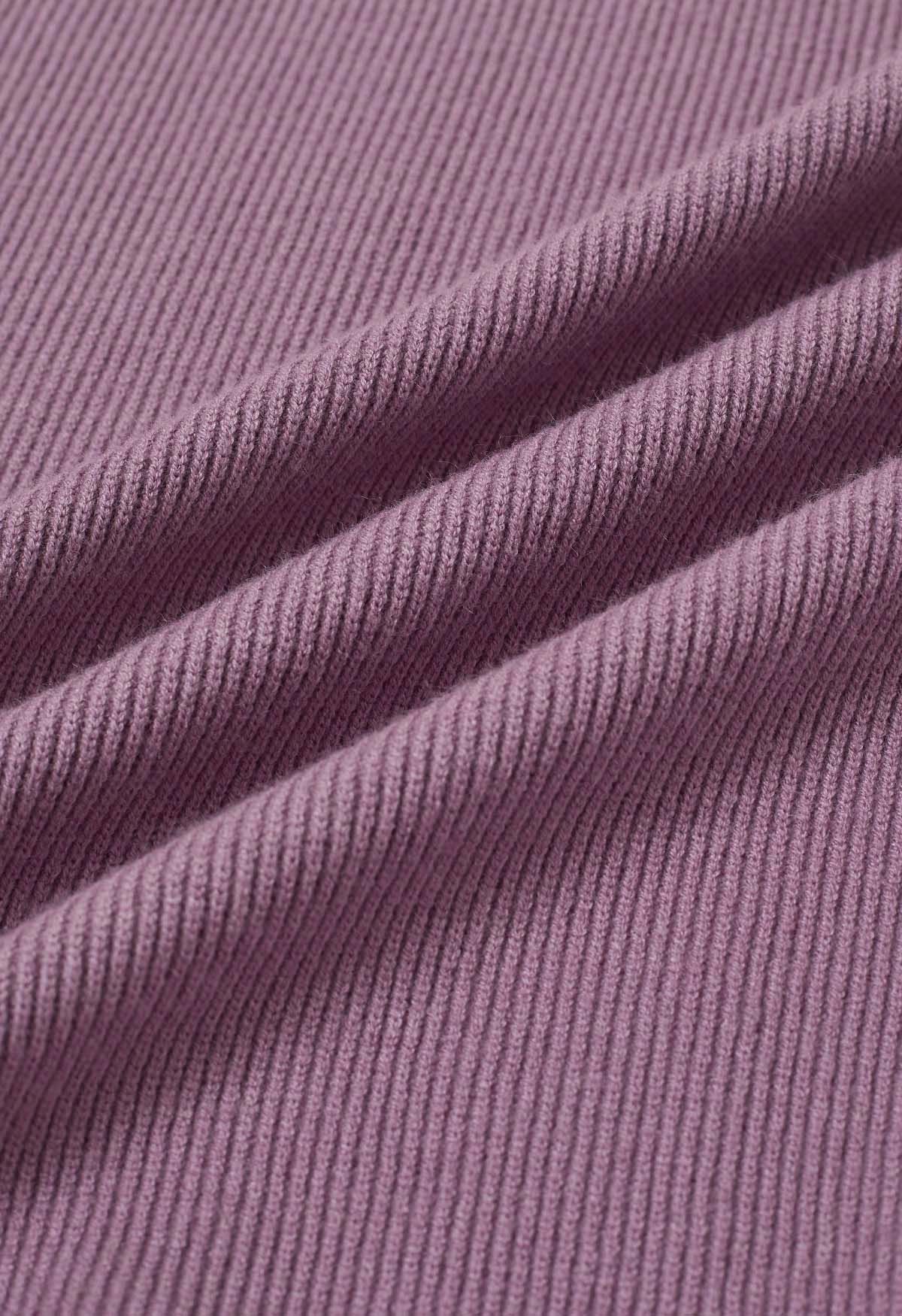 Lang geschnittener Strick-Cardigan mit Reverskragen und Gürtel in Mauve