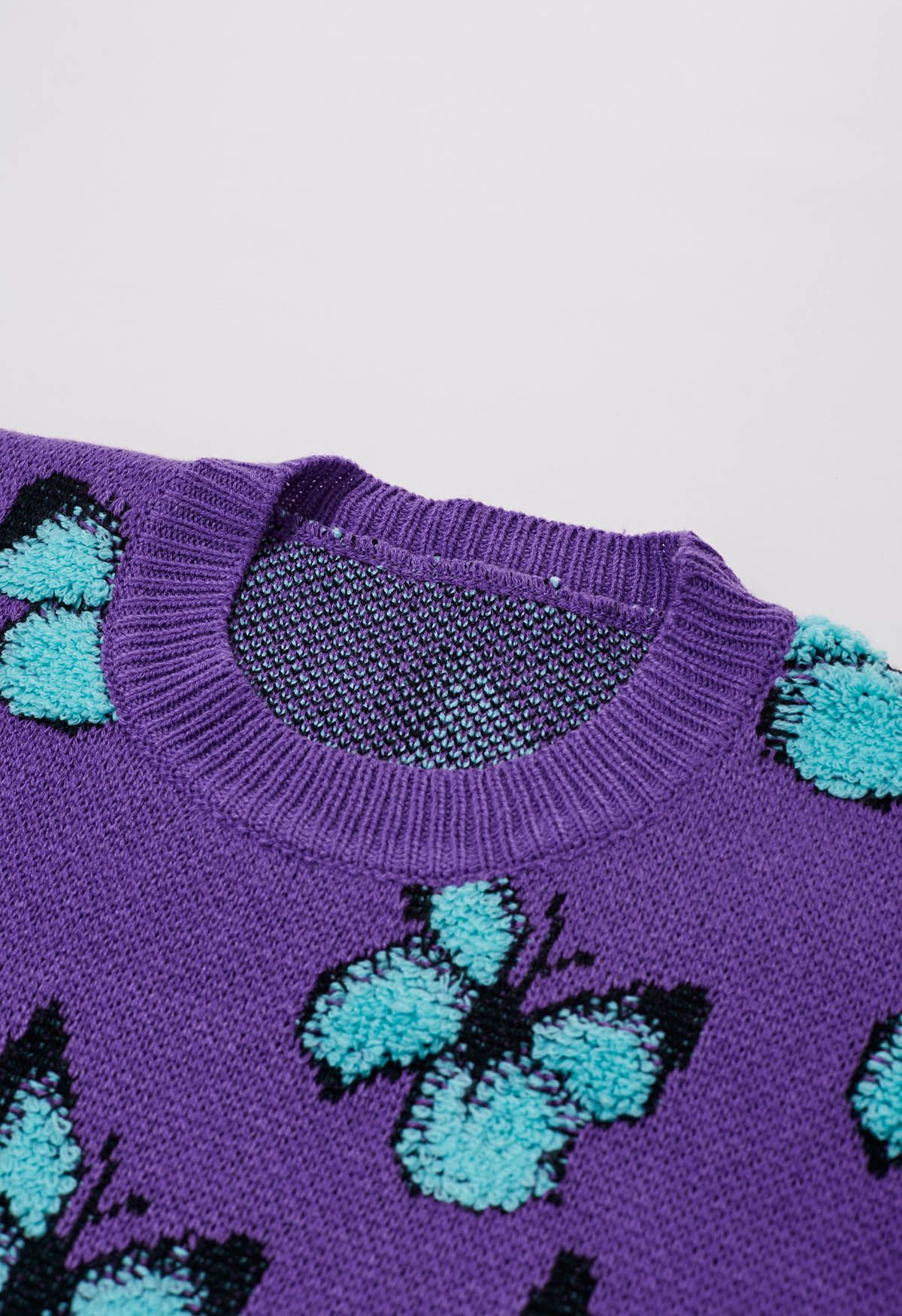 Gerippter Strickpullover „Balletic Butterfly“ in Lila