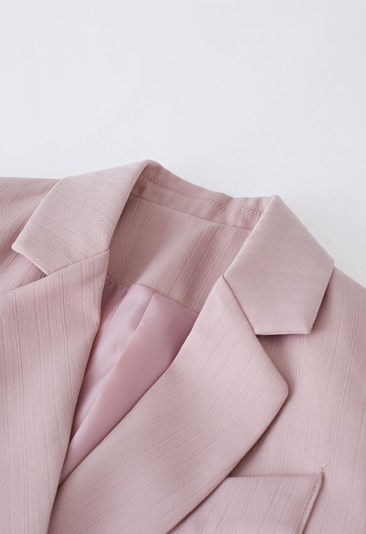 Einfarbiger, strukturierter, zweireihiger Blazer in Pink