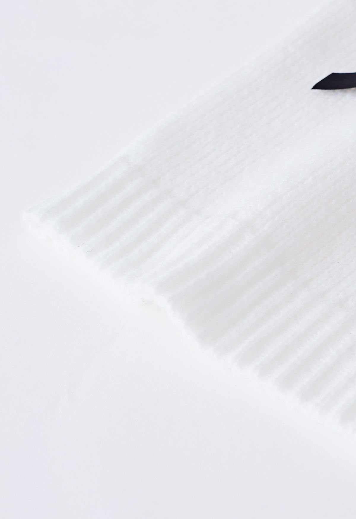 Bowknot verzierter Kurzarm-Strickpullover in Weiß