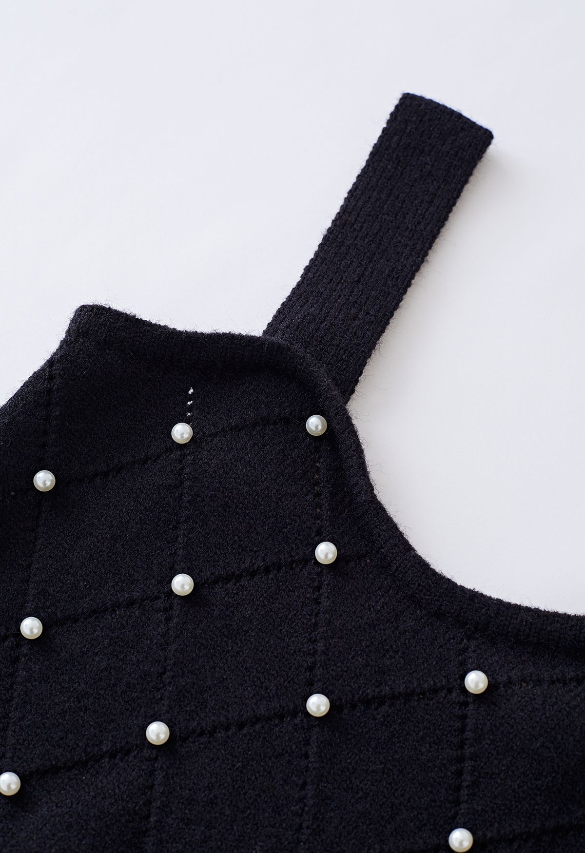 Pearly Diamond Knit Cami Top und Strickjacke im Set in Schwarz