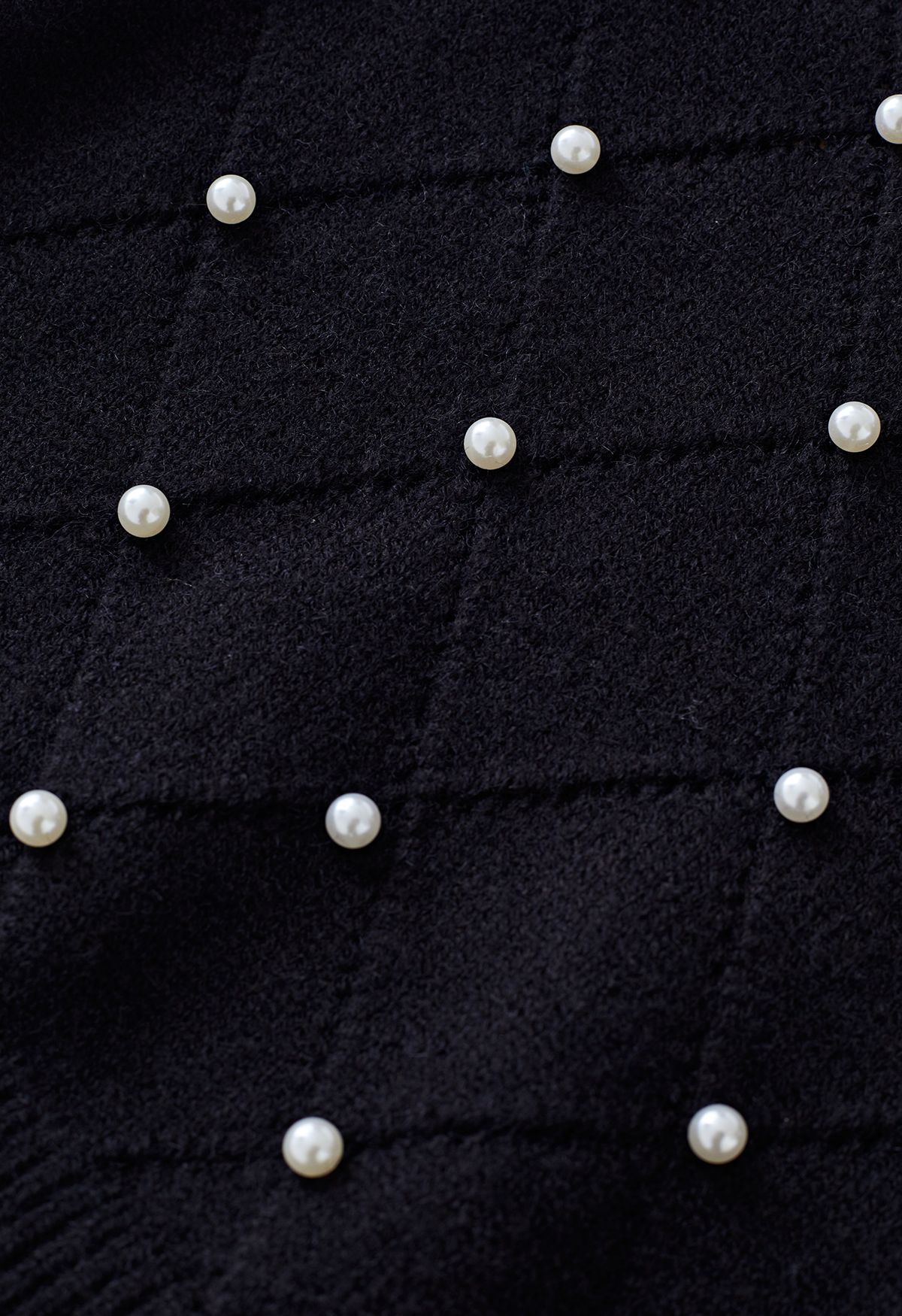 Pearly Diamond Knit Cami Top und Strickjacke im Set in Schwarz
