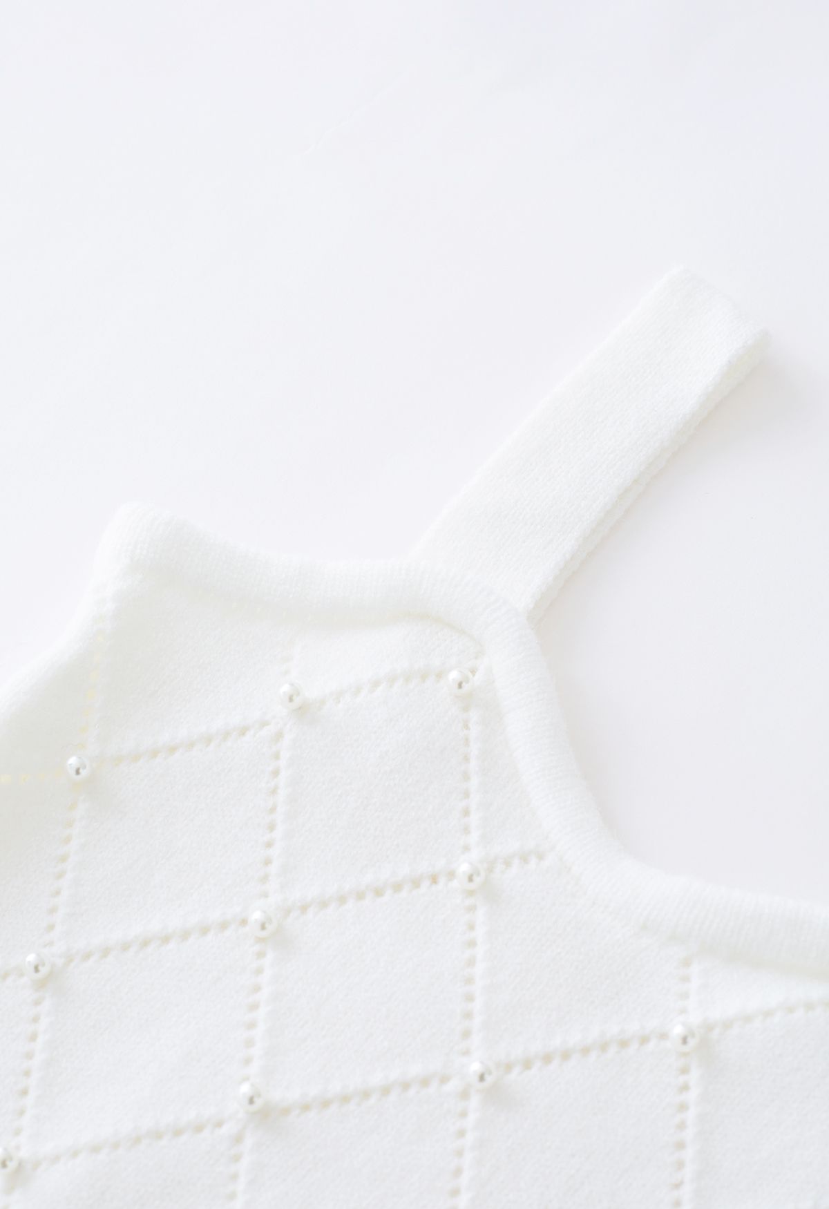 Pearly Diamond Knit Cami Top und Cardigan im Set in Weiß