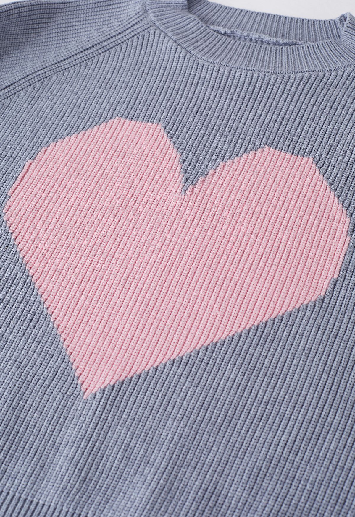 One Heart Rippstrick-Oversized-Pullover in Grau