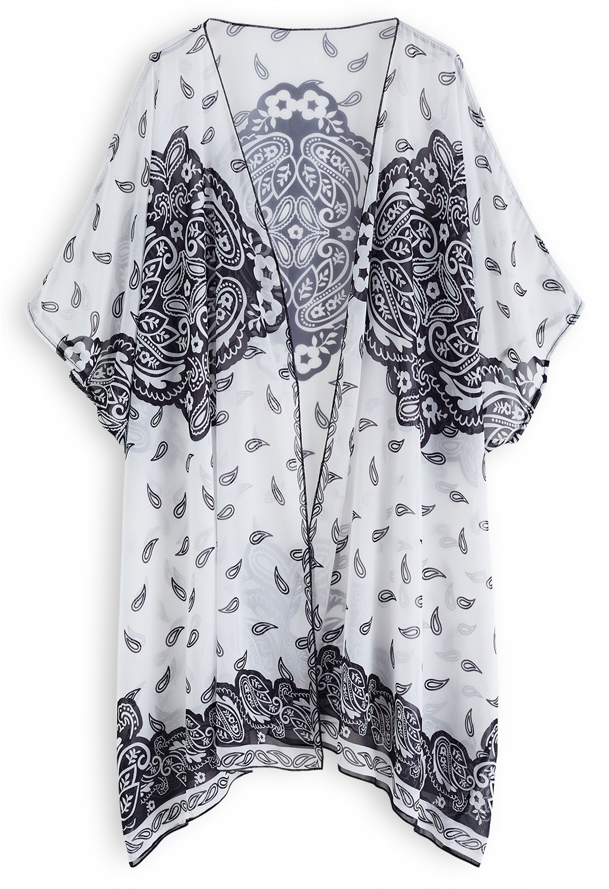 Chiffon-Kimono mit Paisley-Print