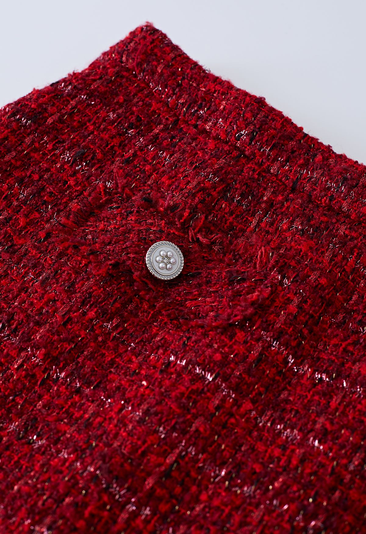 Grid Tweed Mini Knospenrock in Rot