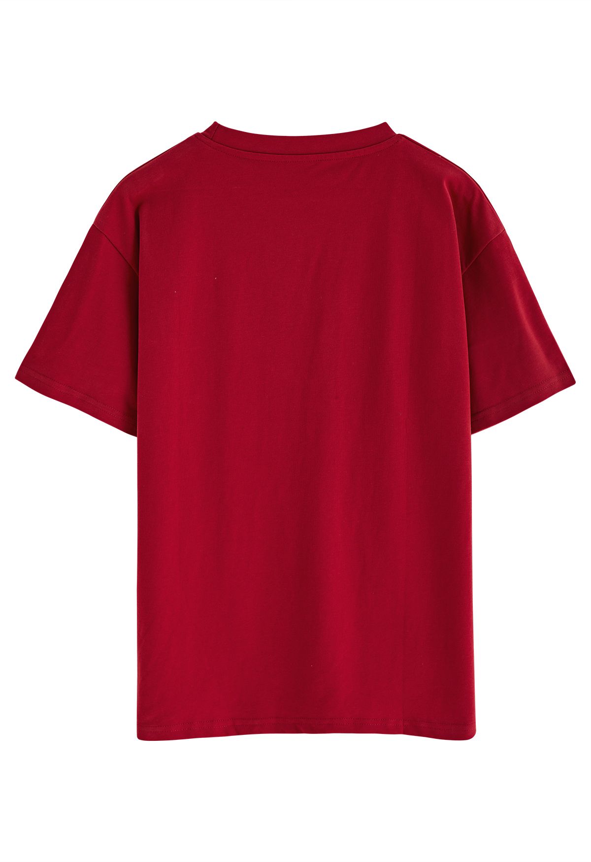 Rundhals-T-Shirt mit Paris-Print in Rot