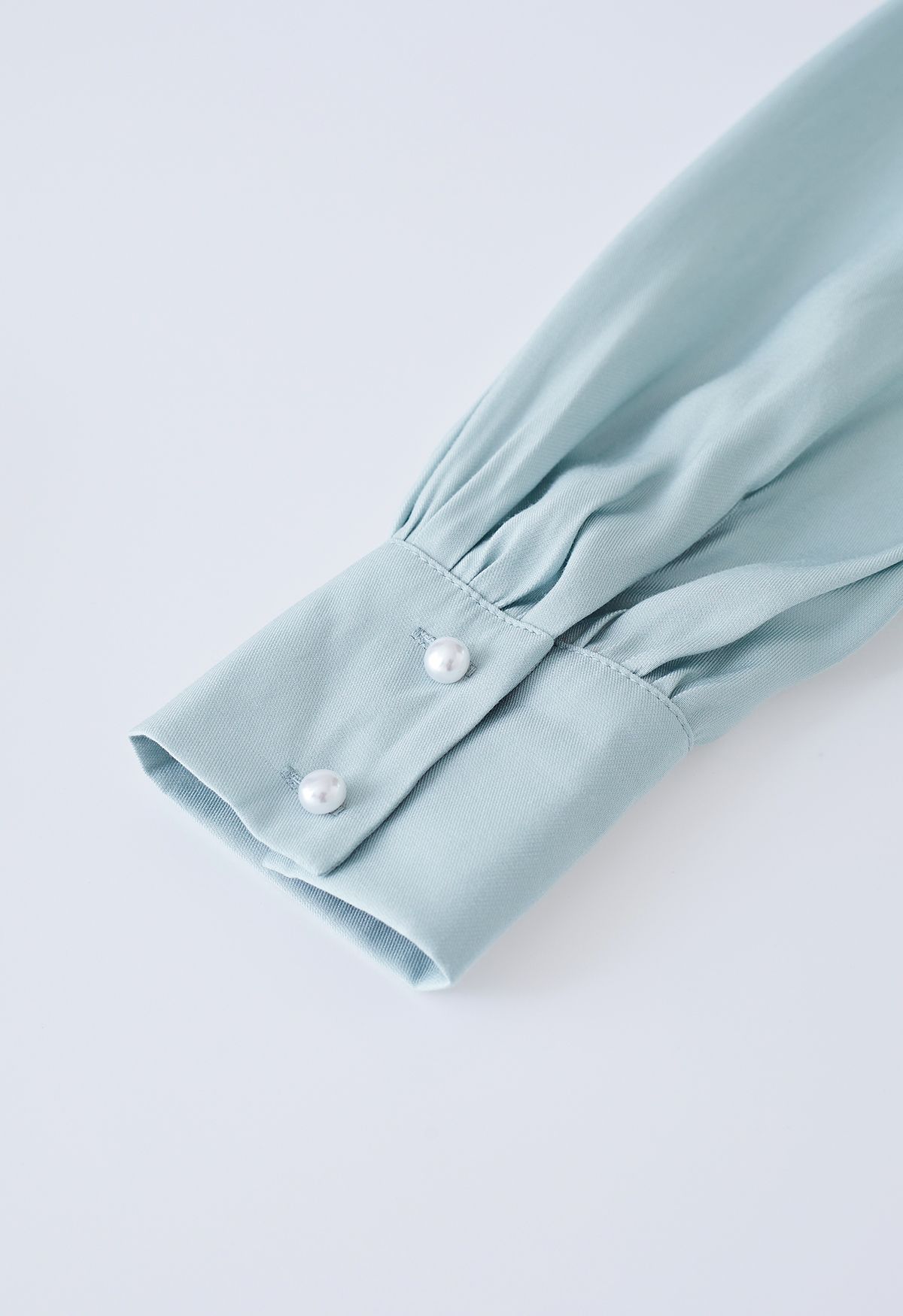 Organza Bowknot Button-Down-Hemd in Blau