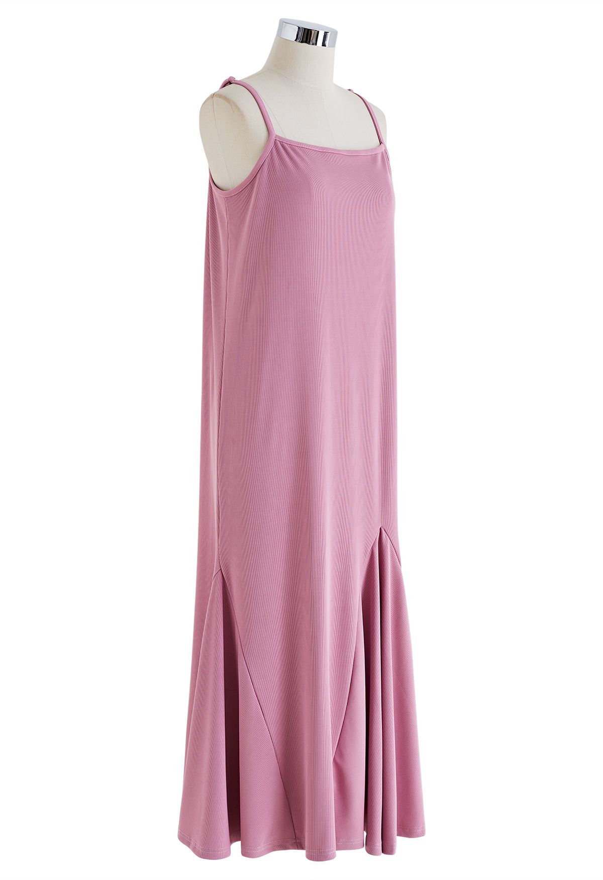 Einfarbiges Cami-Kleid mit Rüschensaum in Pink