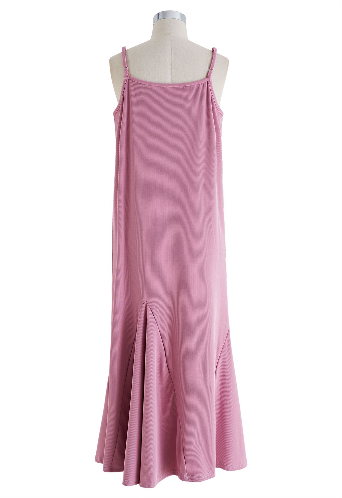 Einfarbiges Cami-Kleid mit Rüschensaum in Pink