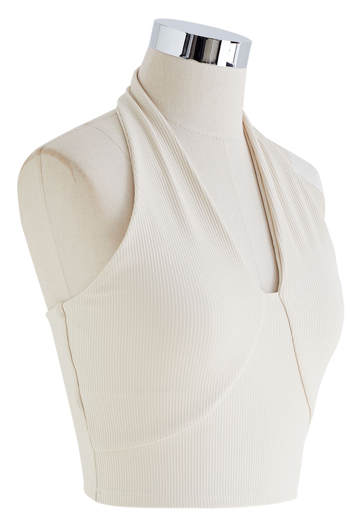 Atmungsaktives BH-Top in U-Form mit Neckholder in Oatmeal