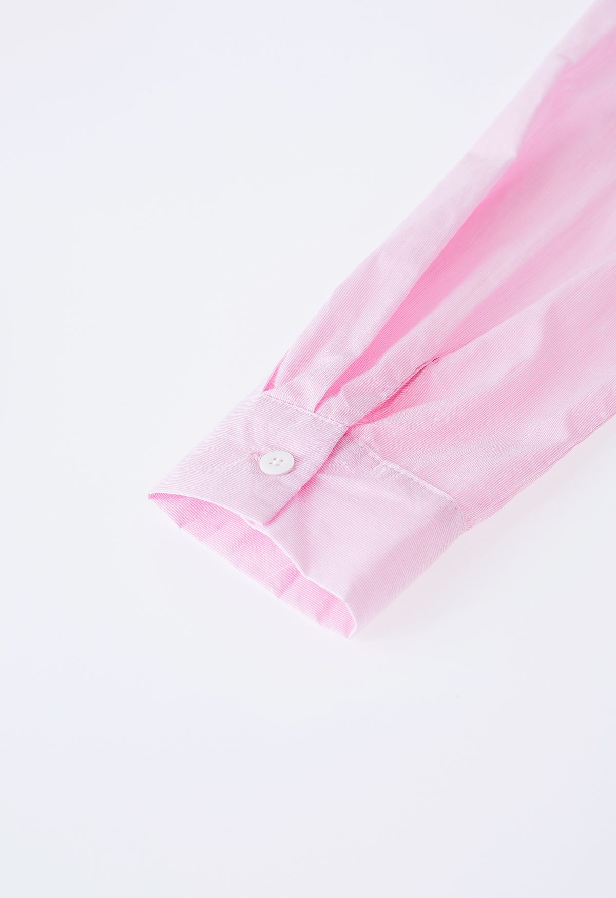 Nadelstreifen-Baumwollhemd mit Blasenärmeln in Pink