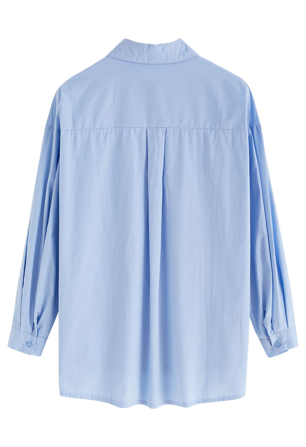 Spitzkragen Button-Down-Baumwollhemd in Blau