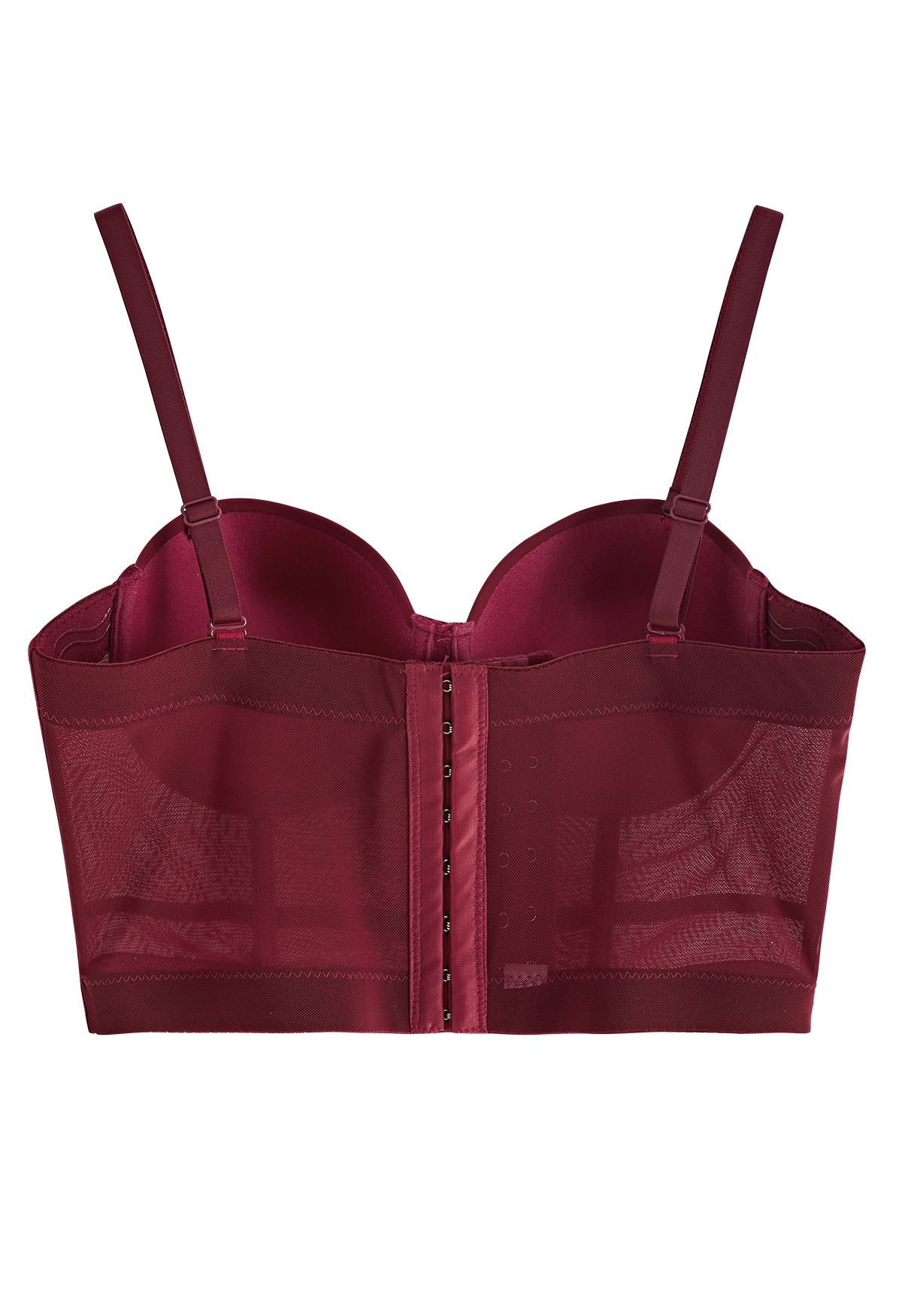 Einfarbiges Bustier-Crop-Top mit Bügeln in Burgund