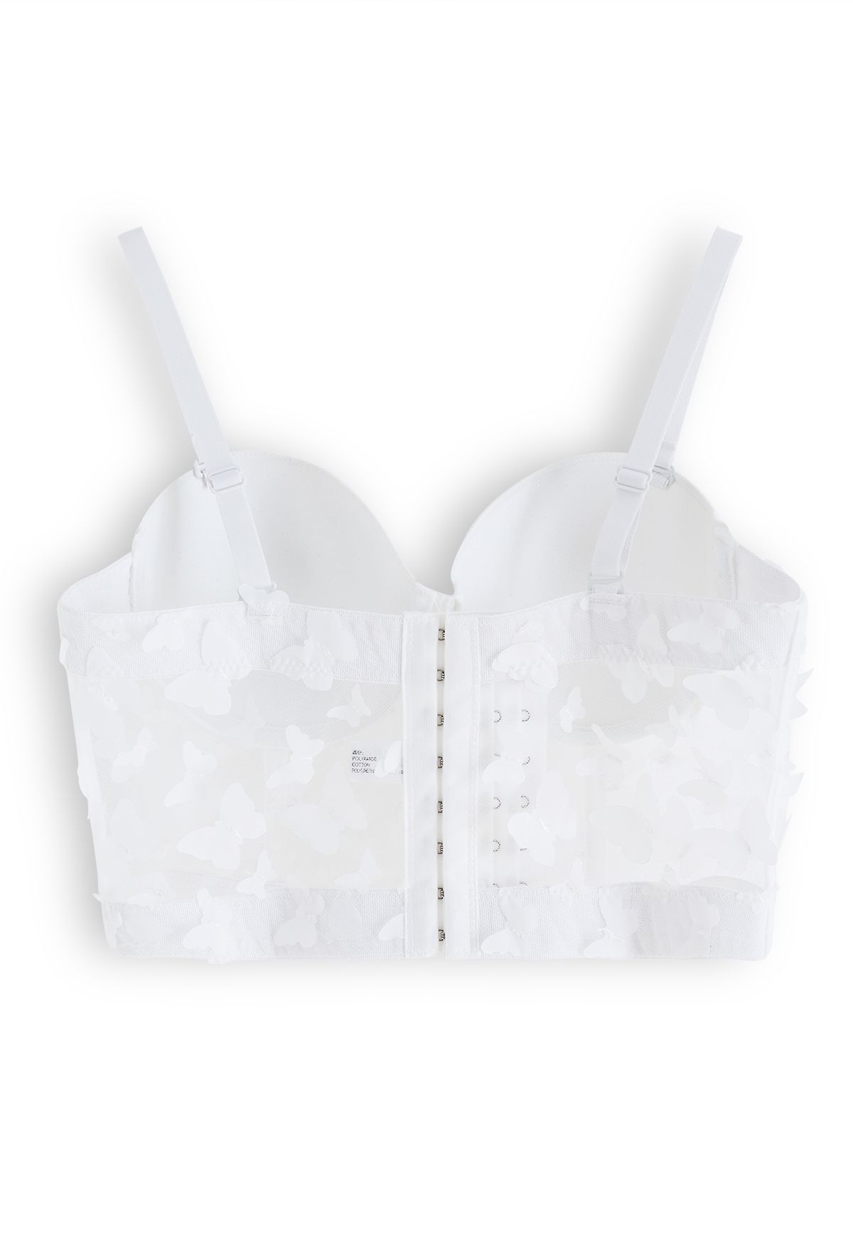 Bustier Crop Top mit Schmetterlingsapplikationen in Weiß