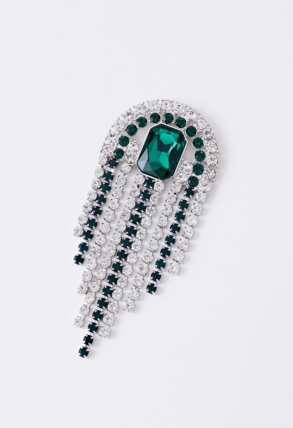 Diamant-Quaste-Ohrringe mit Smaragdschliff in Grün