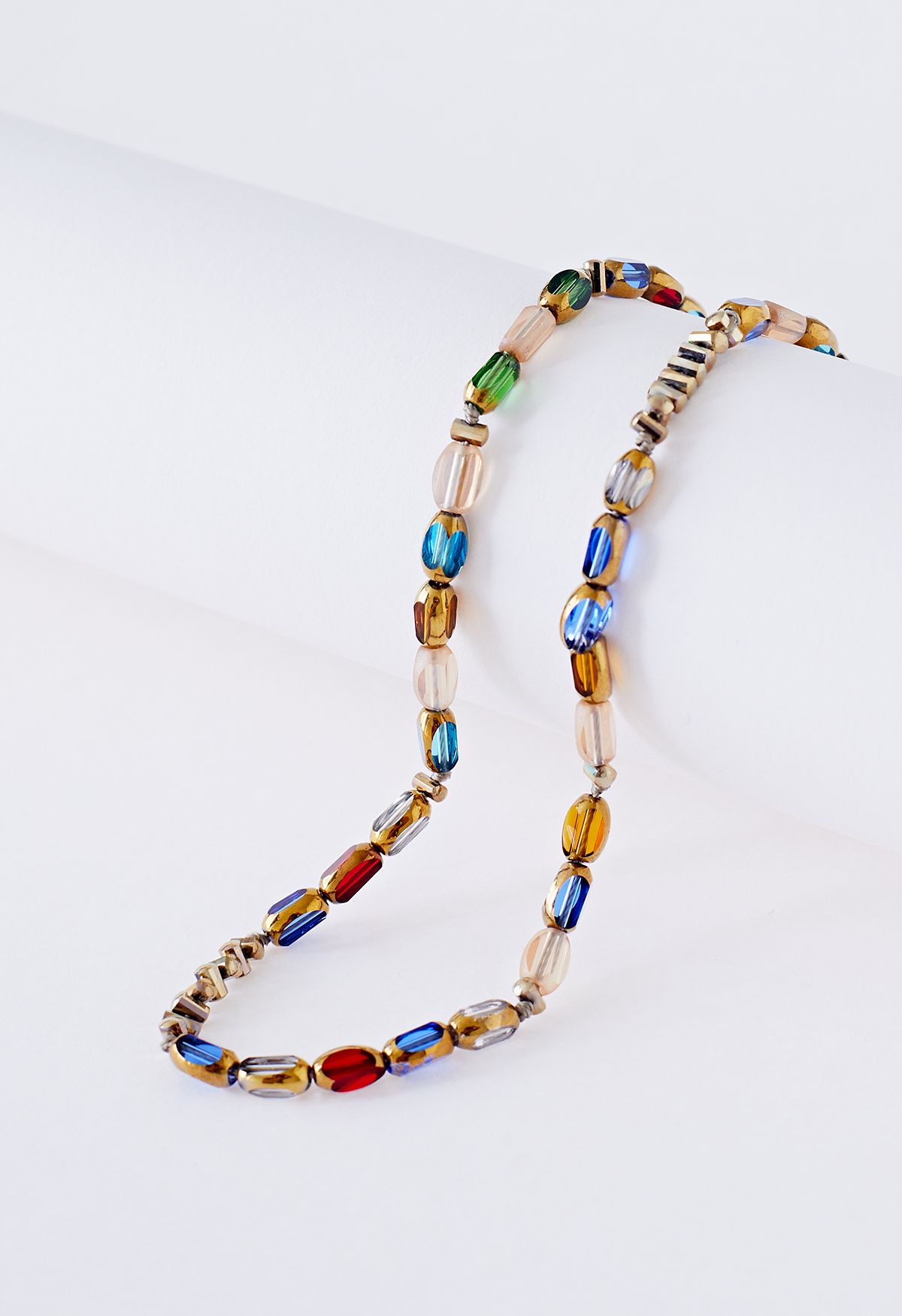 Vintage farbige Kristall Schlüsselbein Halskette
