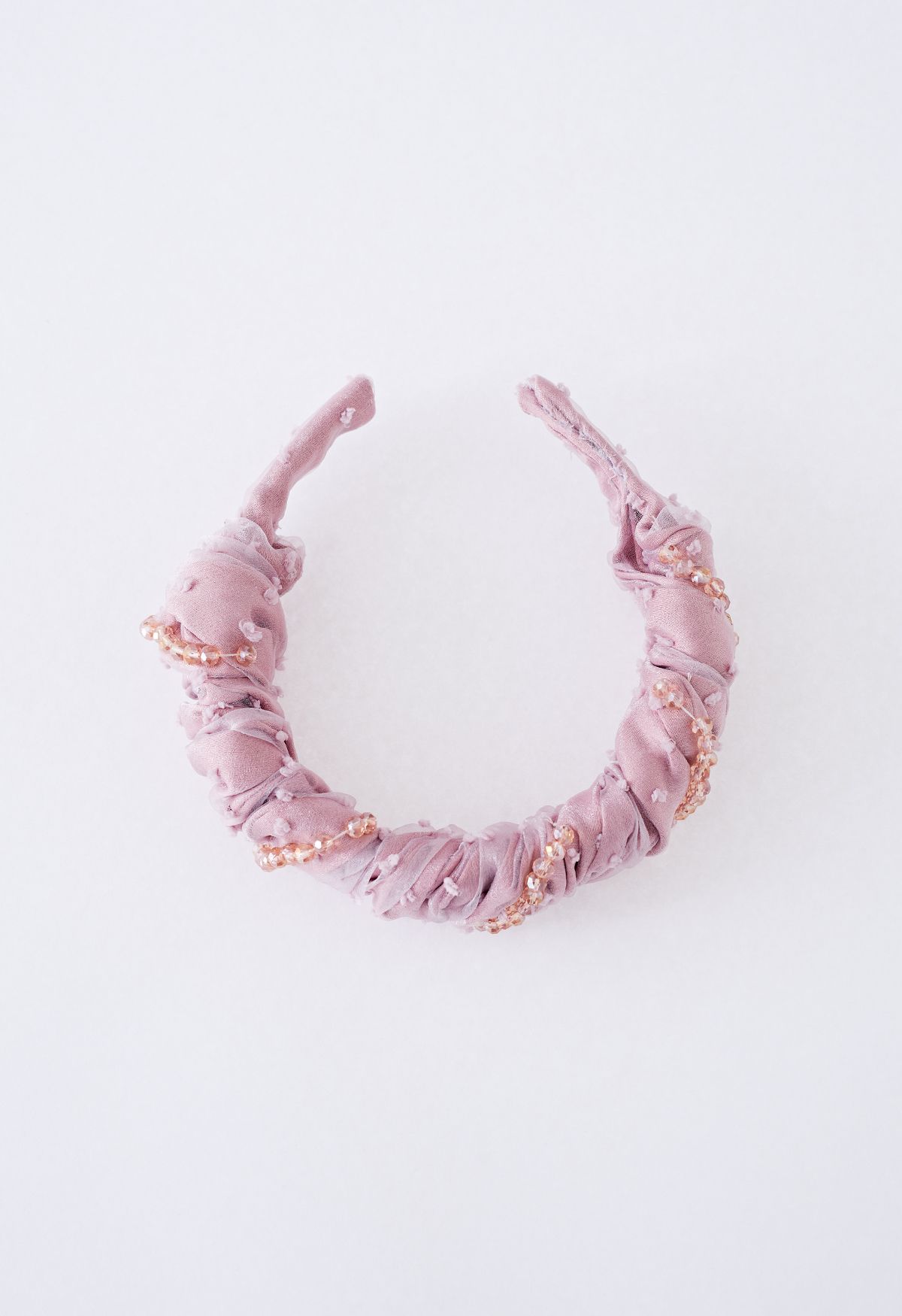 Gerüschter Organza-Perlen-Dekor-Stirnband in Pink