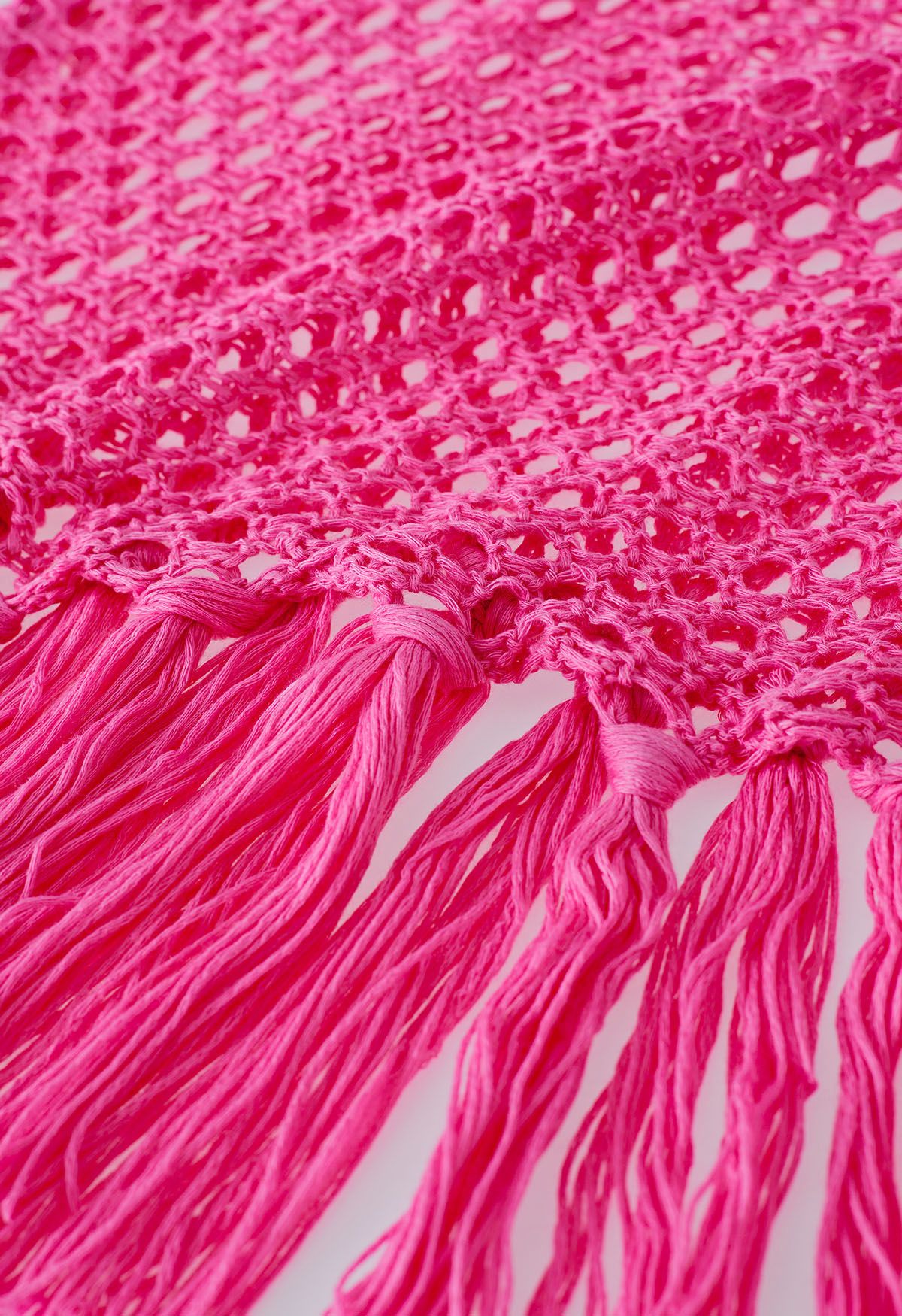 Troddelsaum, aushöhlen, ärmelloser Stricküberwurf in Hot Pink