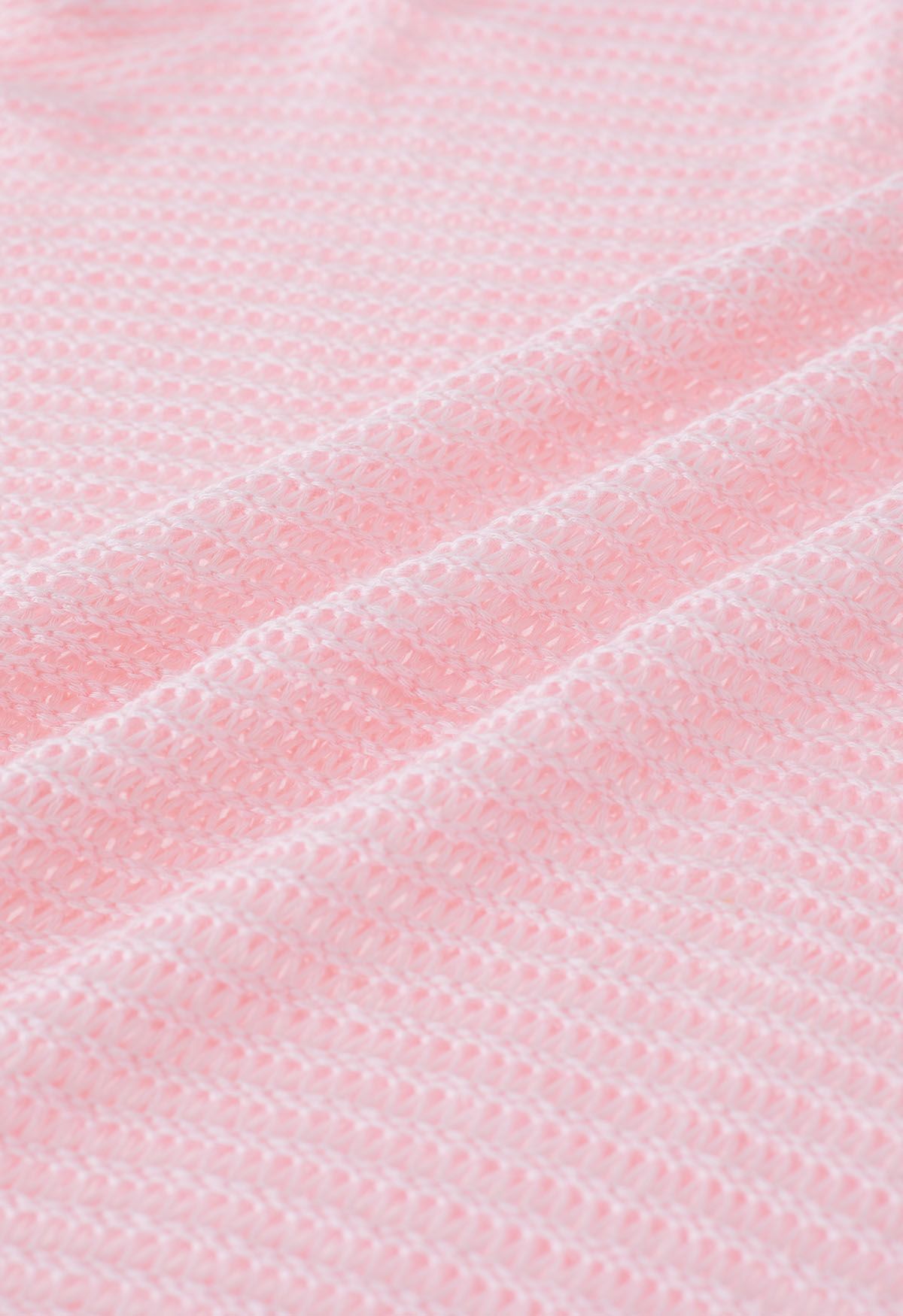 Fransiger Saum im Pointelle-Strick in Pink