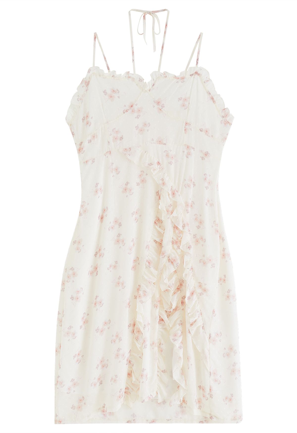 Cami-Kleid mit Kirschblüten-Rüschenbesatz