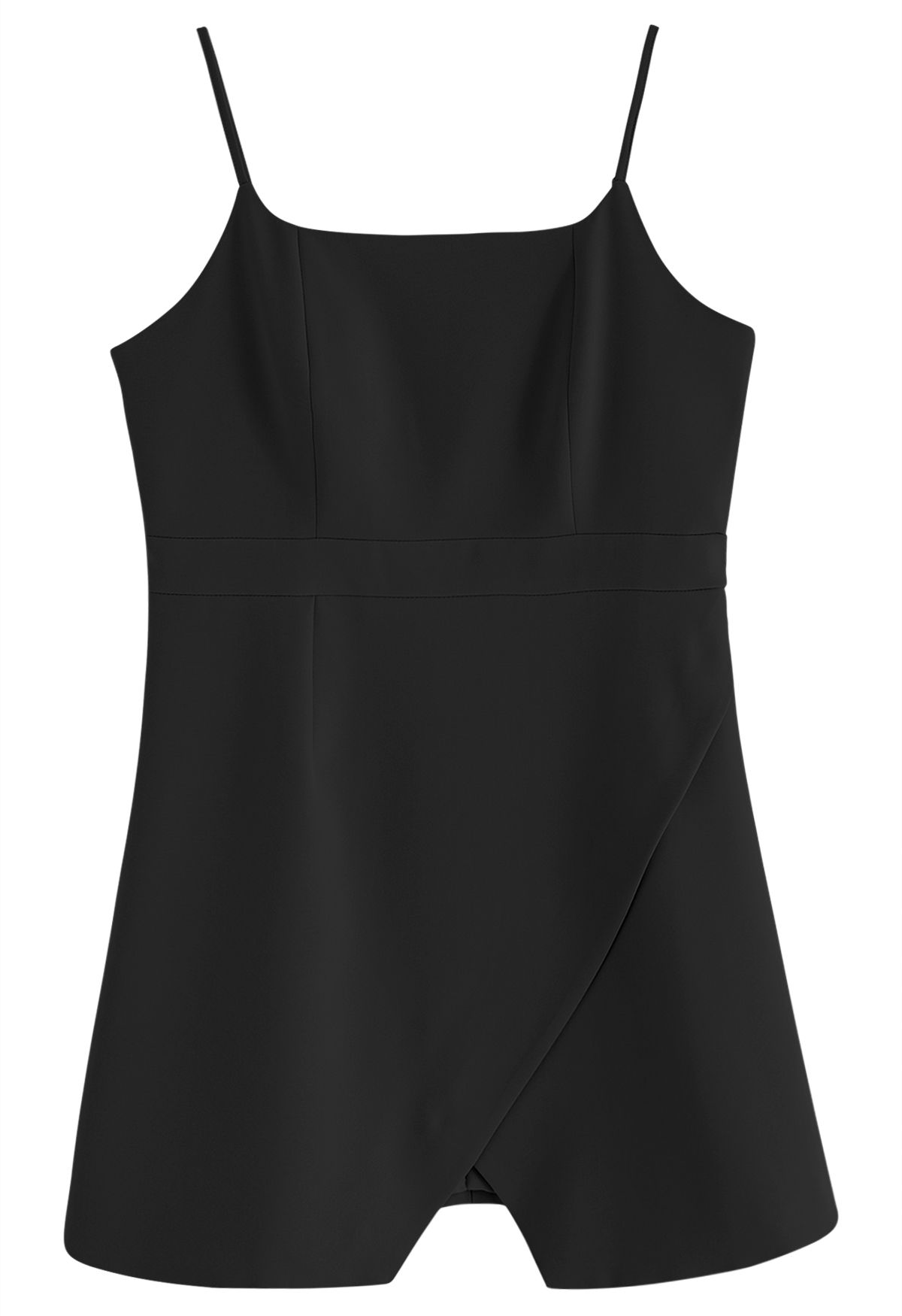 Cami-Kleid mit eingekerbtem Saum in Schwarz