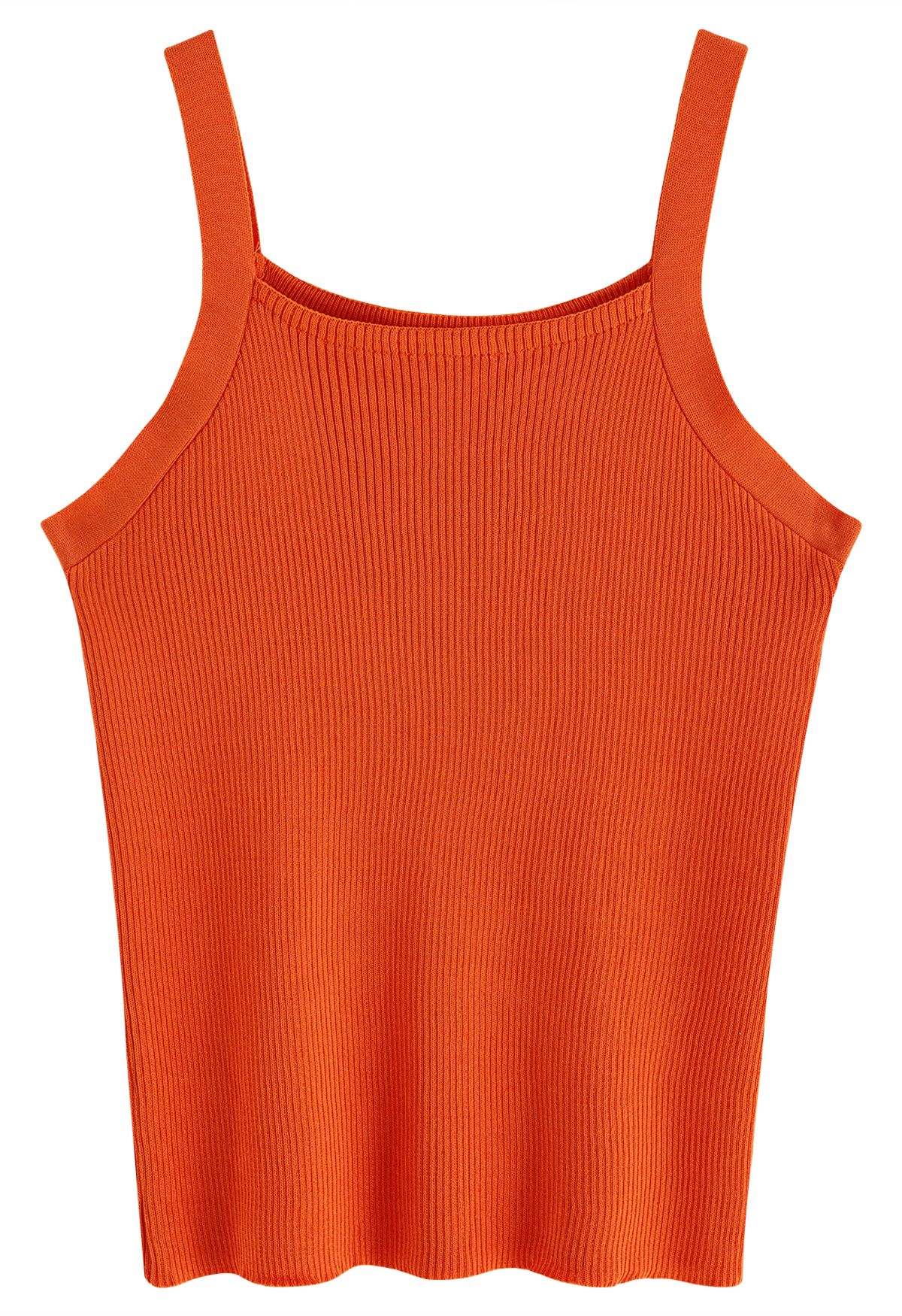 Dehnbares Camisole-Oberteil aus Rippstrick in Orange