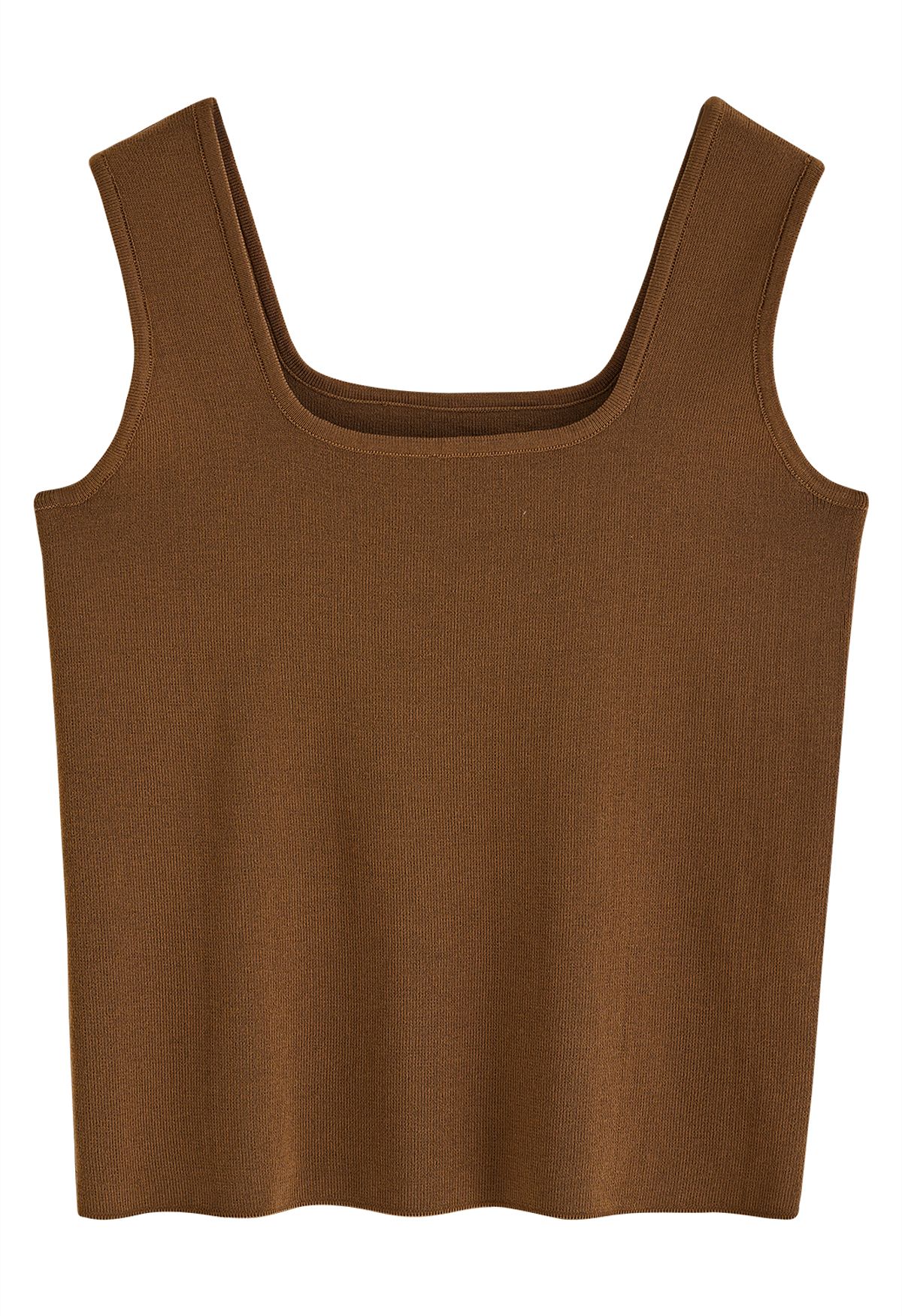 Schickes Strick-Tanktop mit quadratischem Ausschnitt in Braun