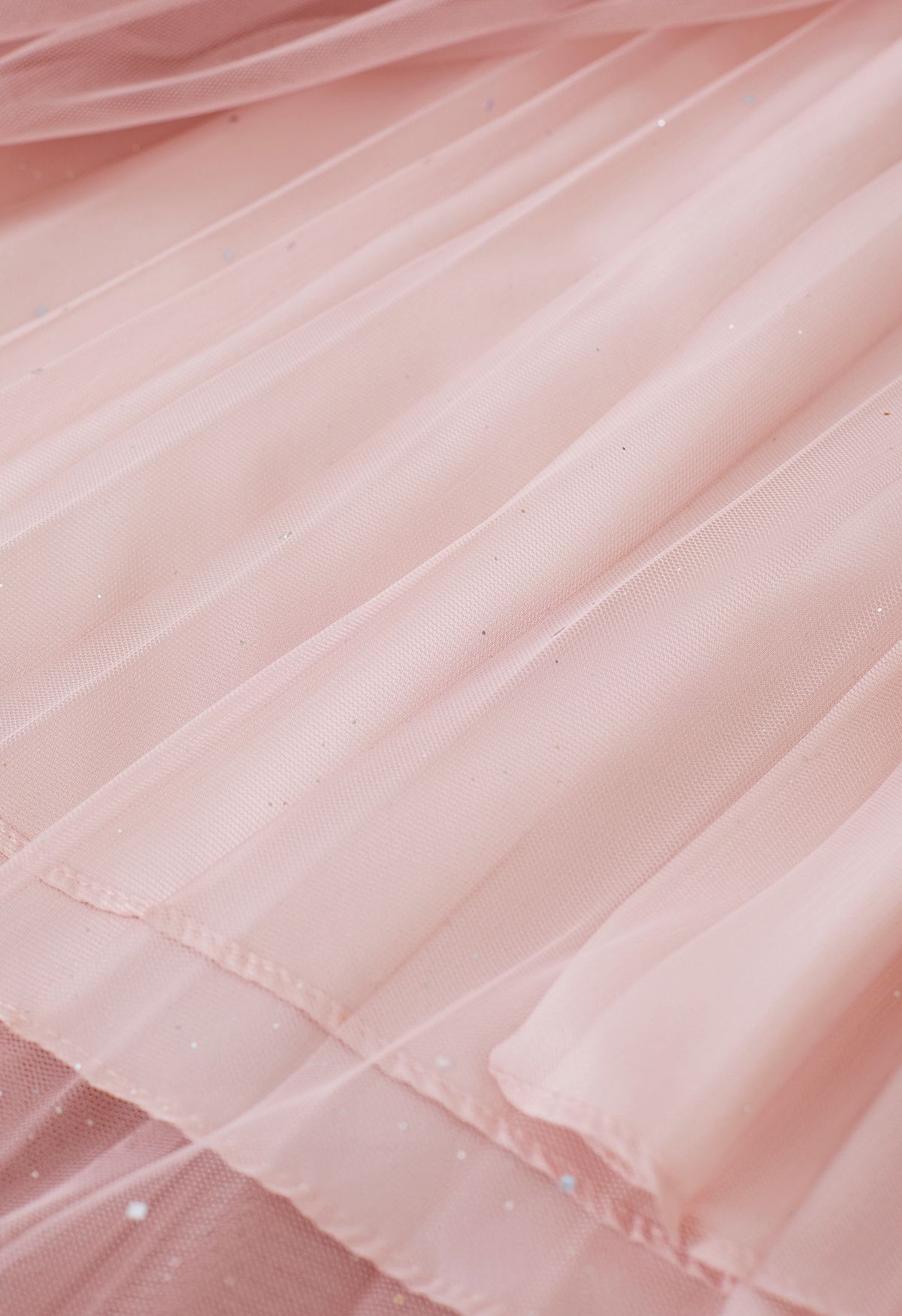 Venus Glitter Mesh Tüll Midirock in Pink