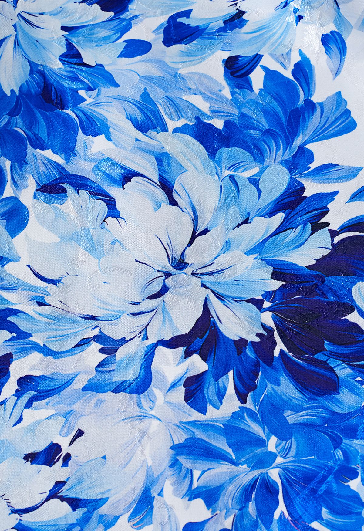 Königsblauer, plissierter Jacquard-Midirock mit Blumenmuster