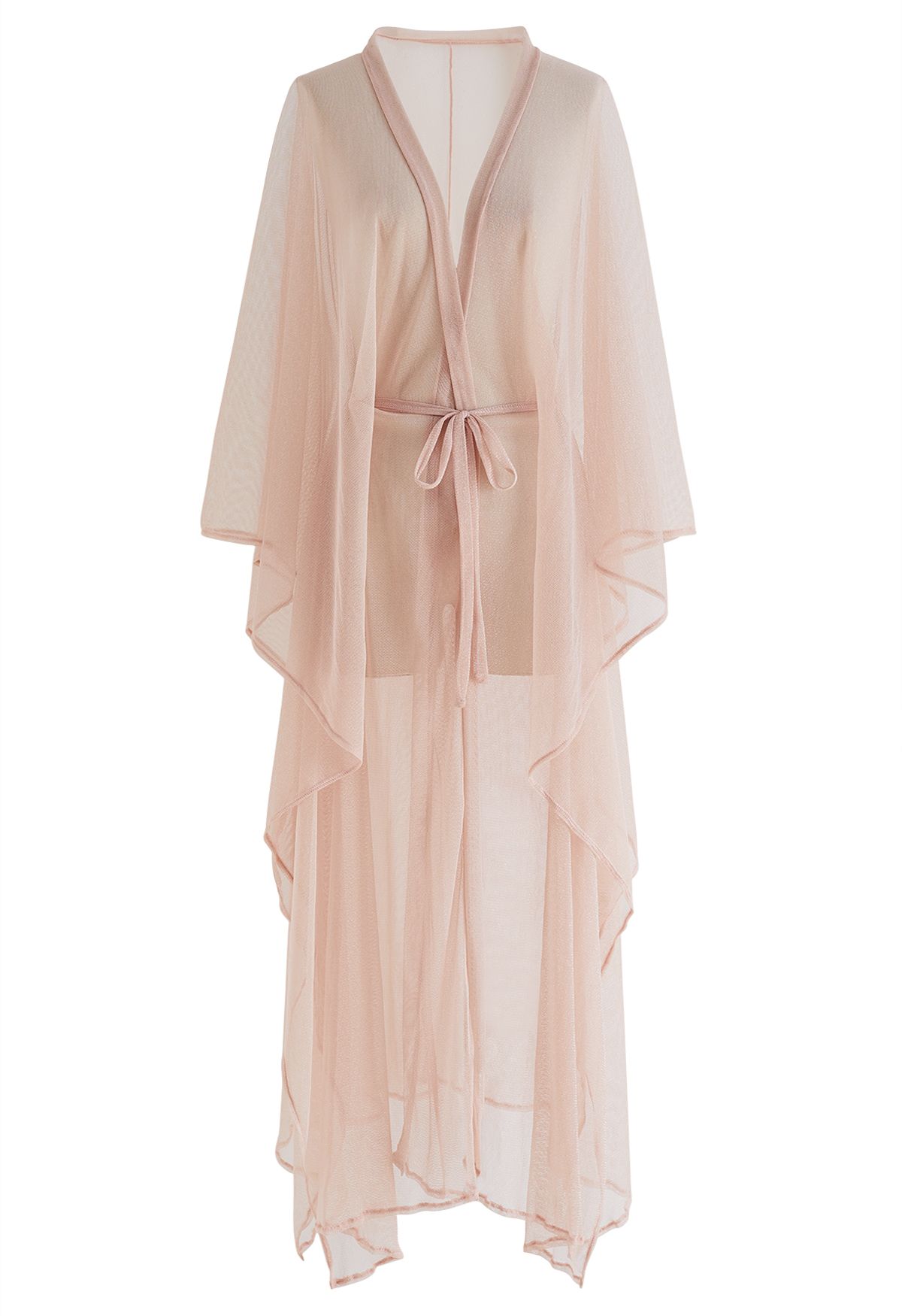 Schimmernder Tüll-Flare-Kimono in Pink