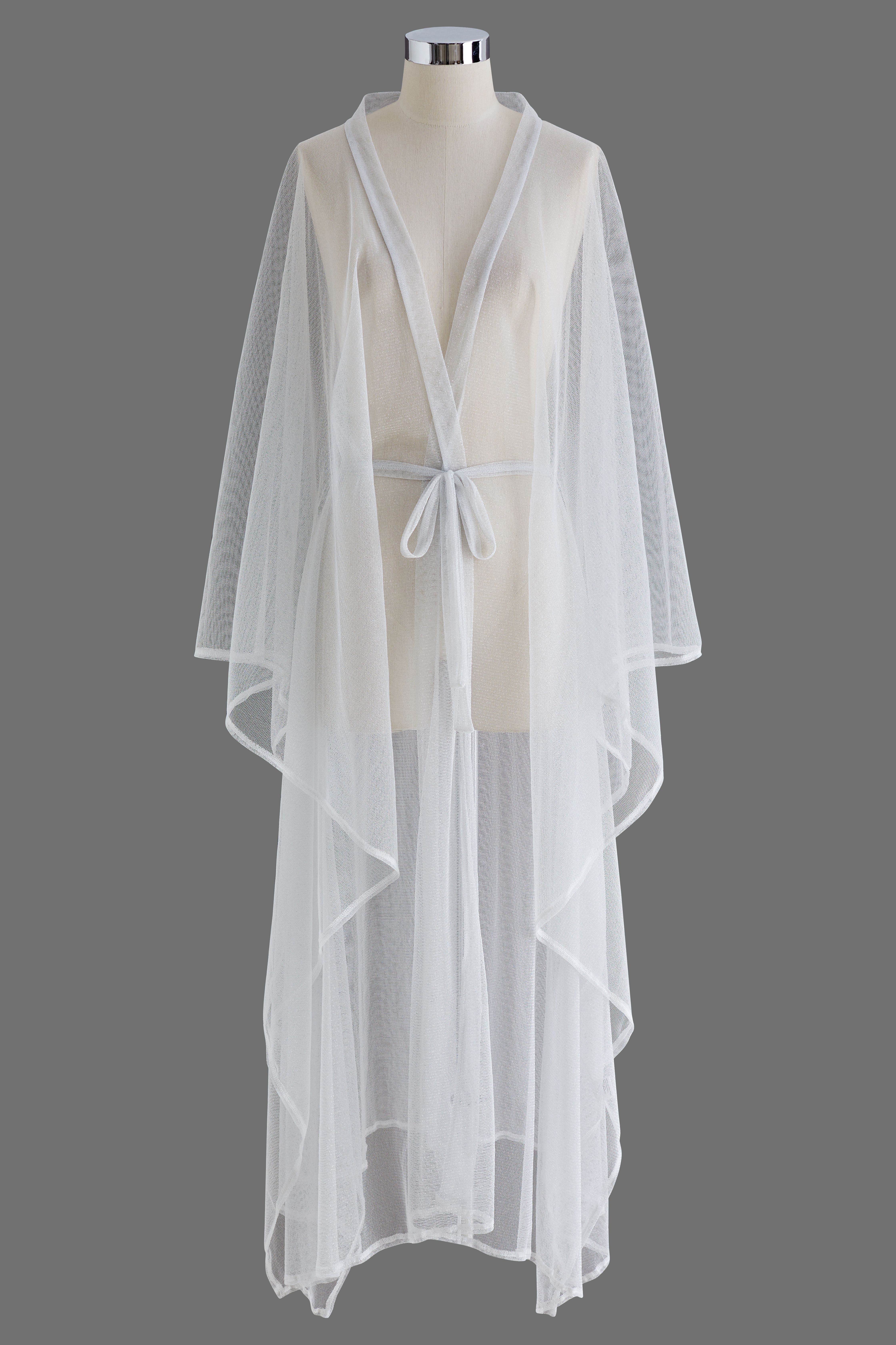 Schimmernder Tüll-Flare-Kimono in Weiß