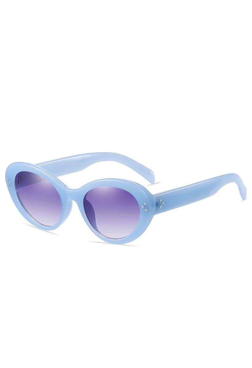 Retro-Vollrand-Cat-Eye-Sonnenbrille in Blau