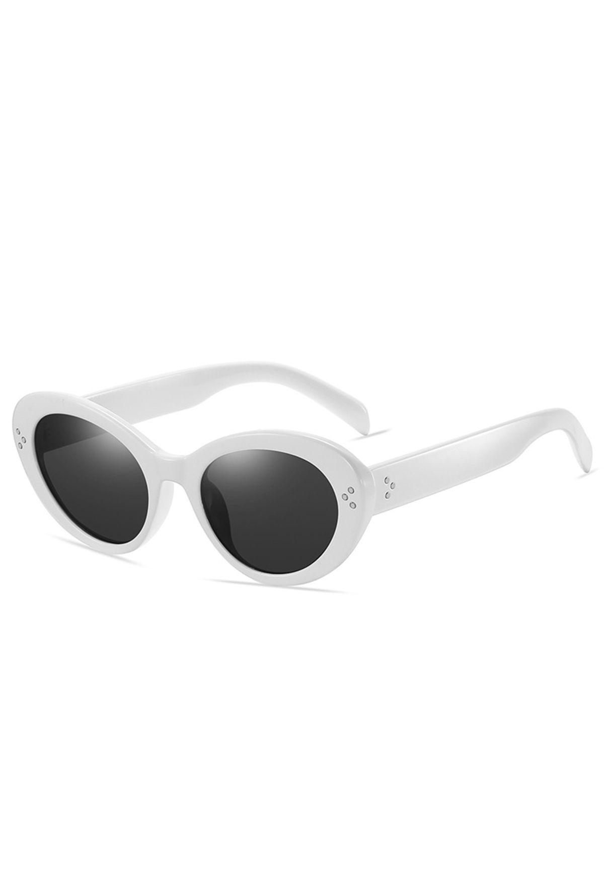 Retro-Vollrand-Cat-Eye-Sonnenbrille in Weiß