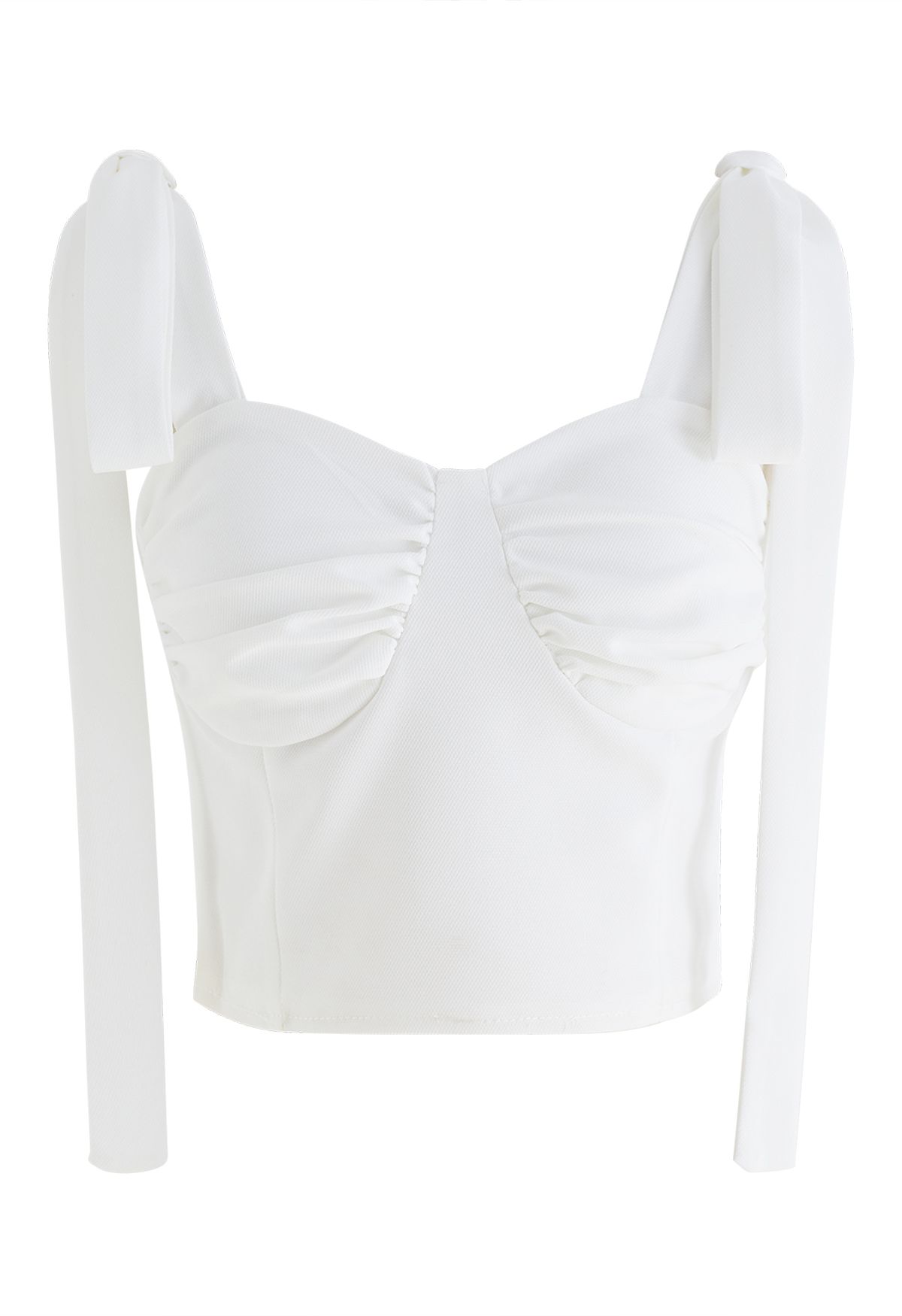 Bustier-Crop-Top mit Bindeband in Weiß