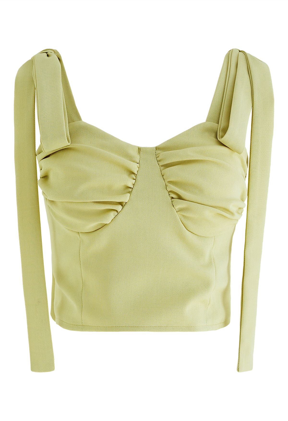 Bustier-Crop-Top mit Binderiemen in Limette