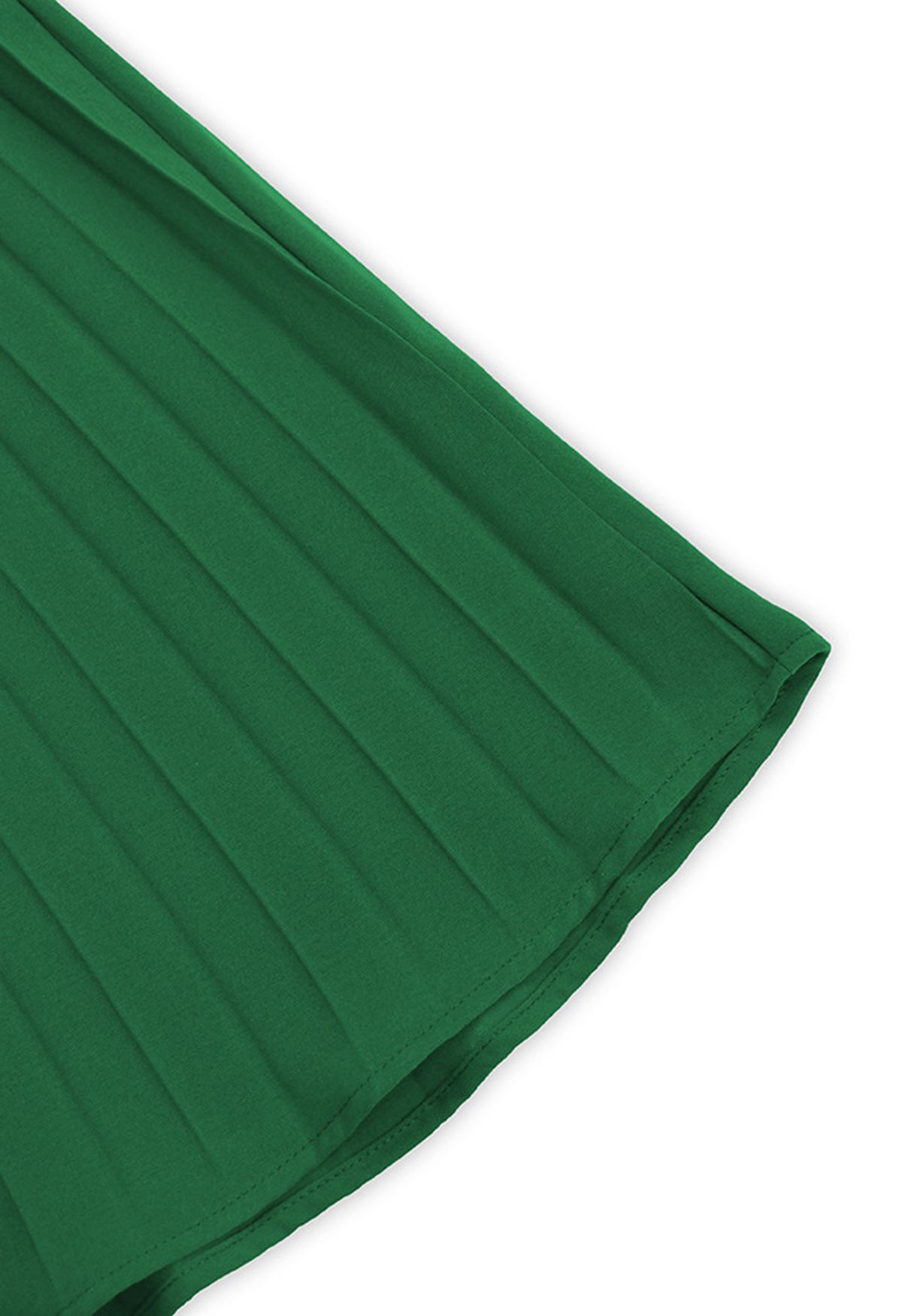 Neckholder-Plisseekleid mit Bindegürtel in Grün