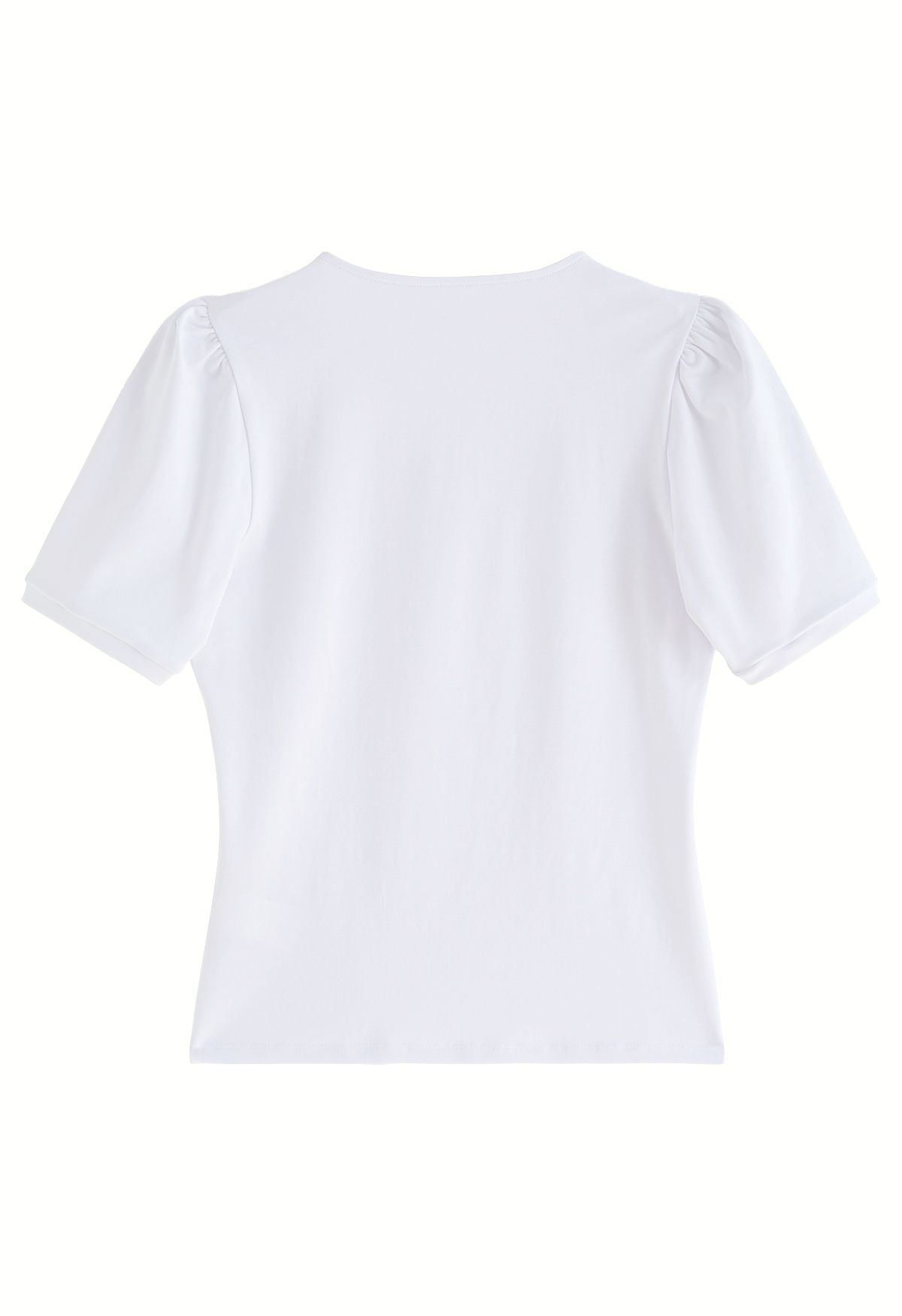 T-Shirt mit eckigem Ausschnitt und Puffschulter in Weiß