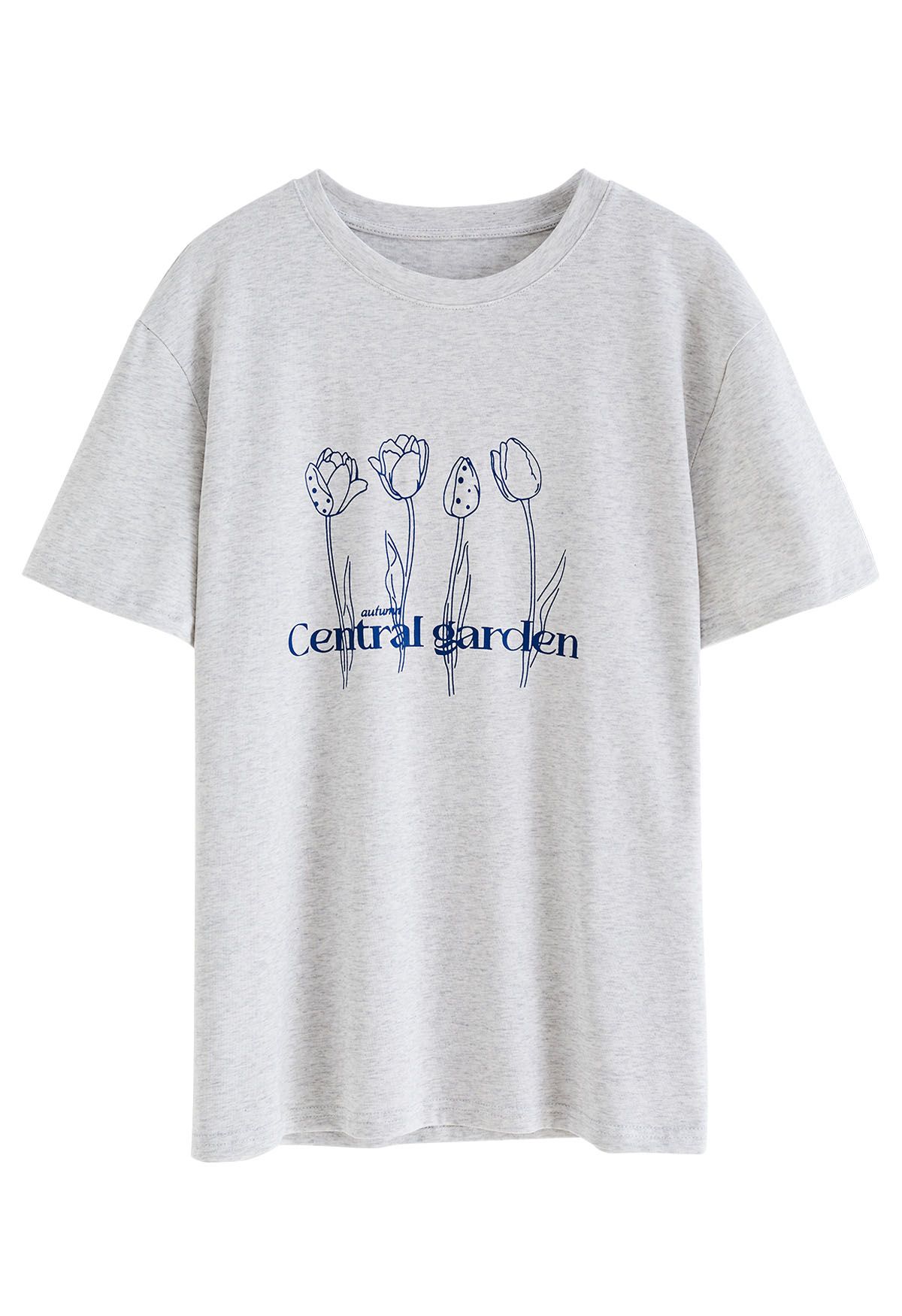 Central Garden T-Shirt mit Rundhalsausschnitt in Grau