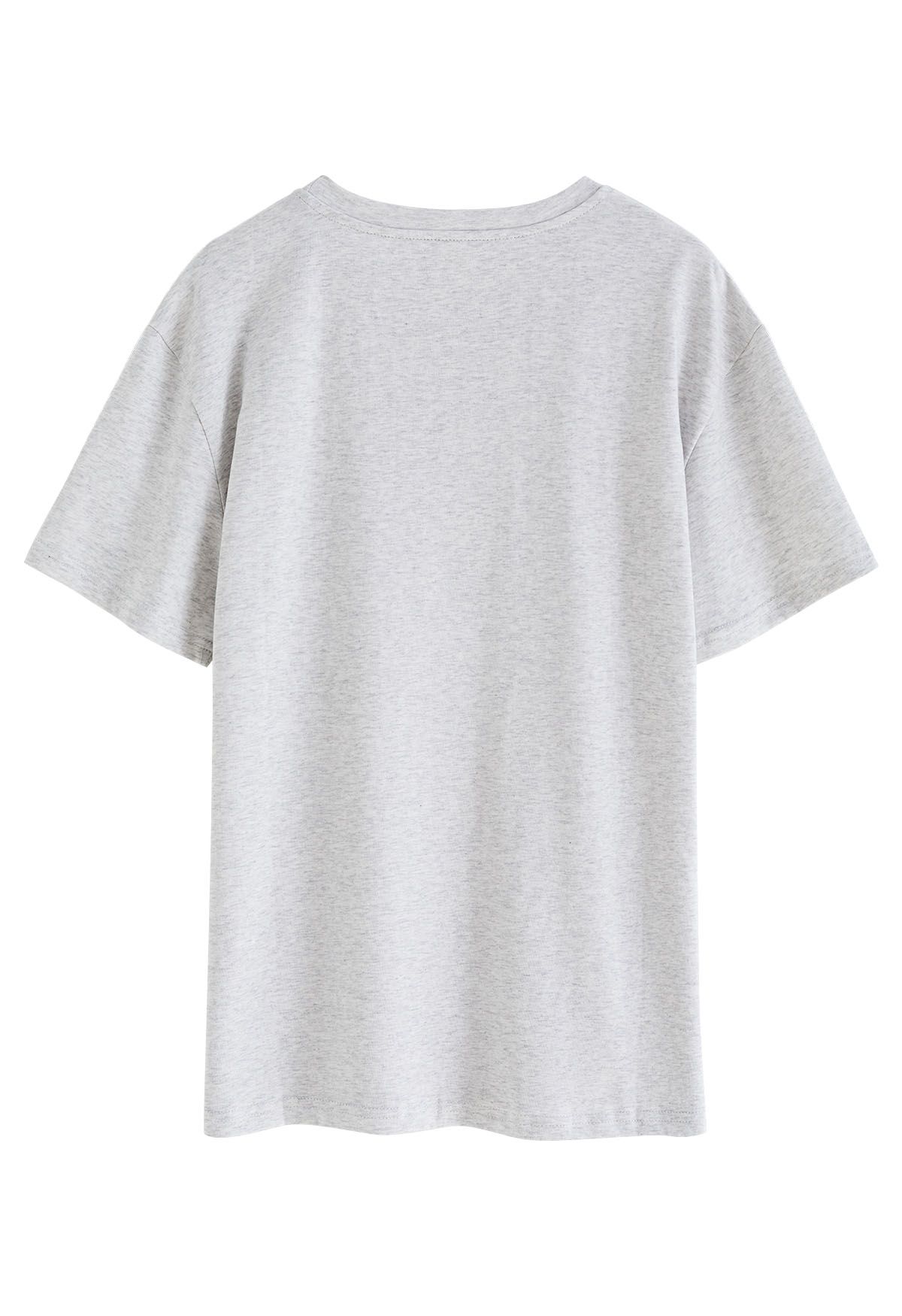 Central Garden T-Shirt mit Rundhalsausschnitt in Grau