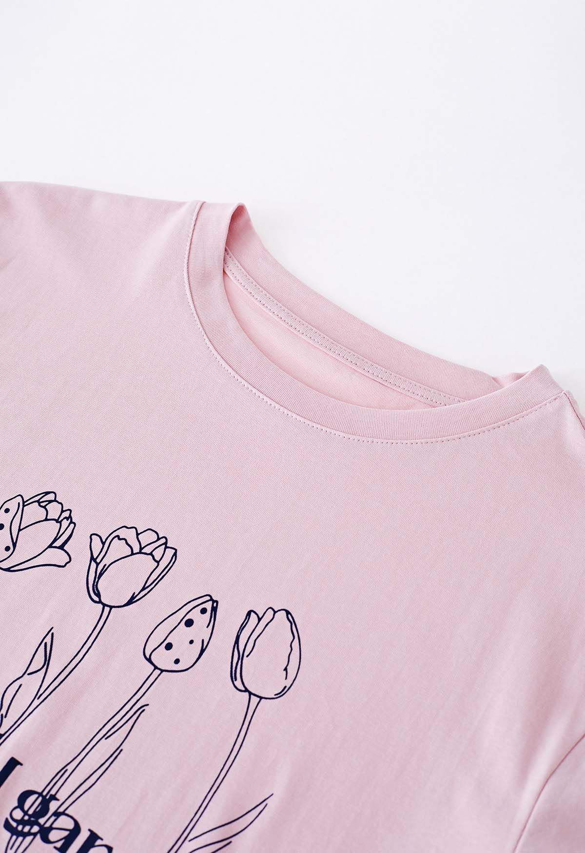 Central Garden T-Shirt mit Rundhalsausschnitt in Rosa