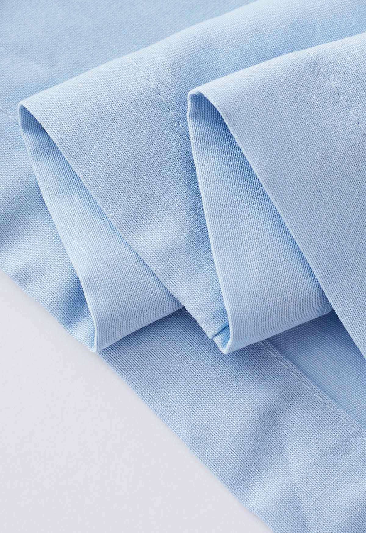 Gerafftes Hemdkleid mit Ausschnitt an der Taille in Blau