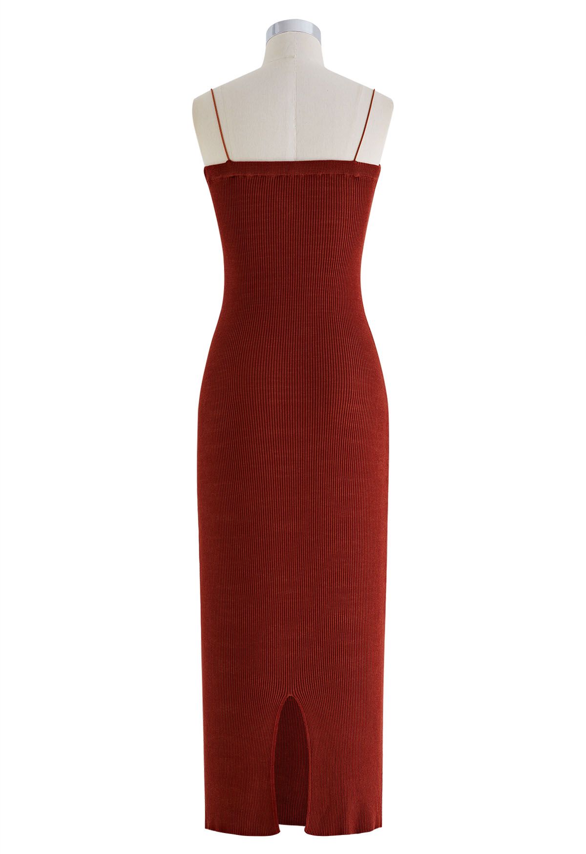 Figurbetontes Cami-Kleid aus Strick mit verdrehter Vorderseite in Karamell