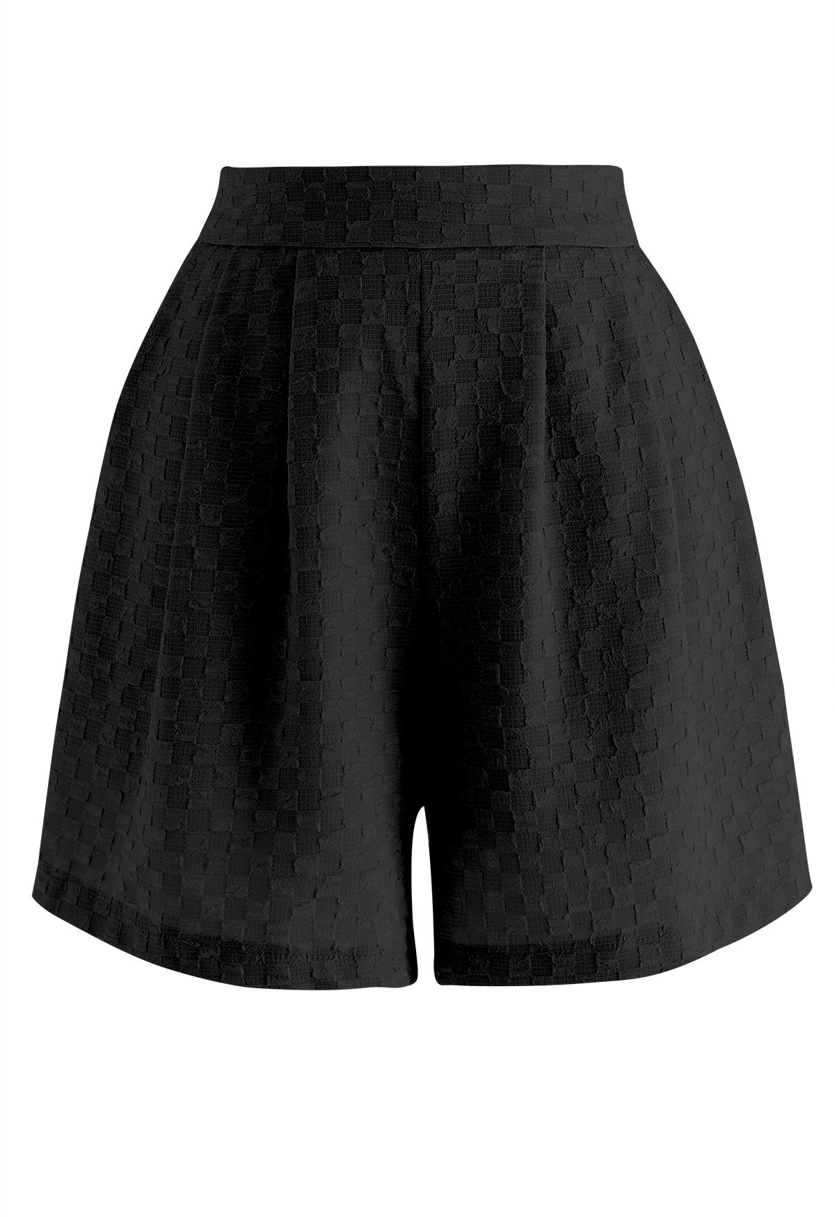 Set aus Oberteil und Shorts mit gefälschten Pattentaschen und Knöpfen in Schwarz