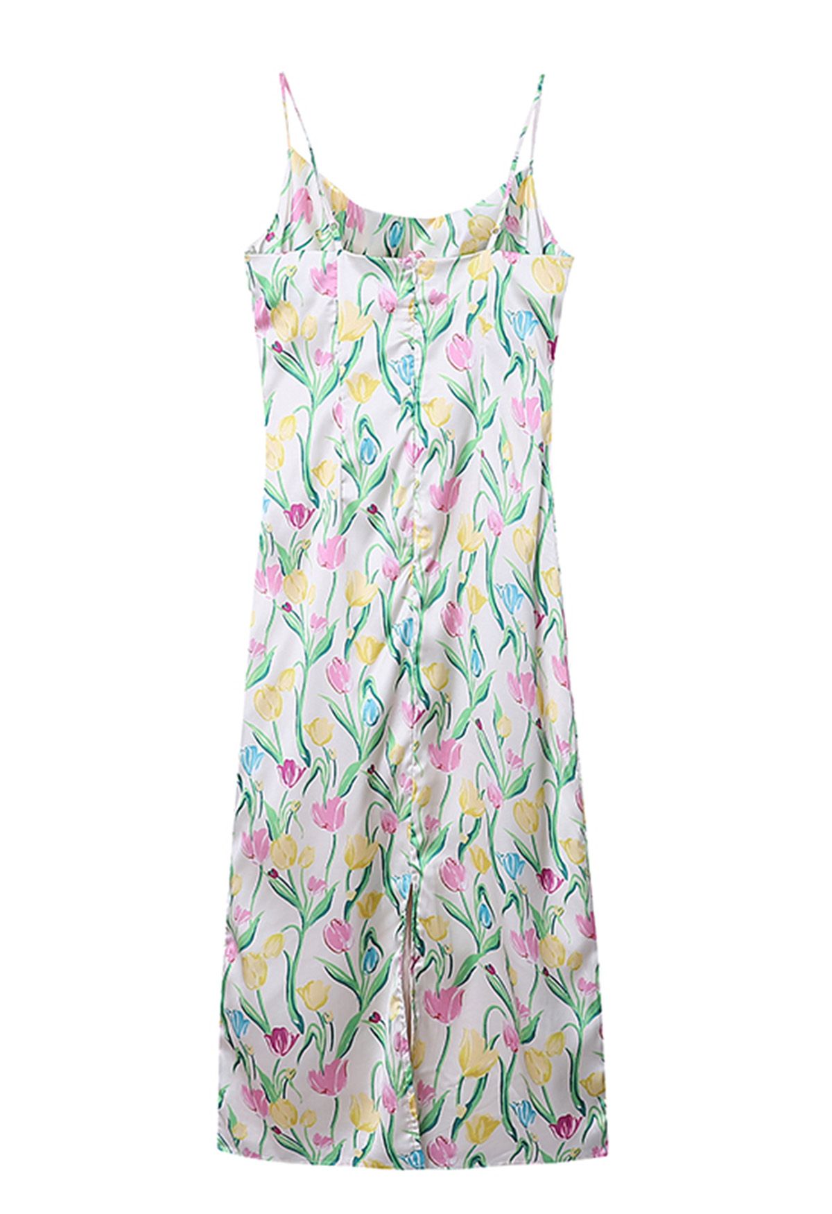 Cami-Kleid aus Satin mit Aquarell-Tulpenmuster