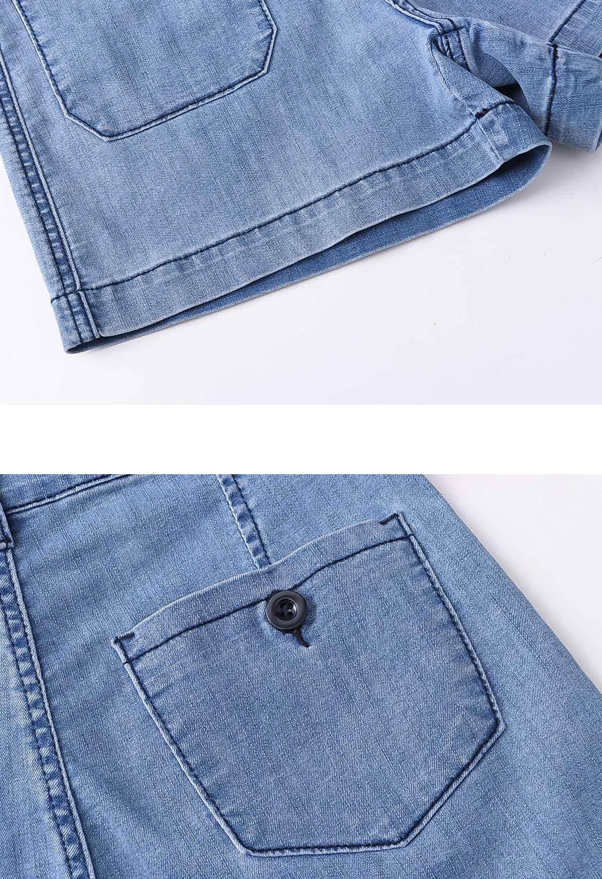 Jeansshorts mit aufgesetzten Taschen