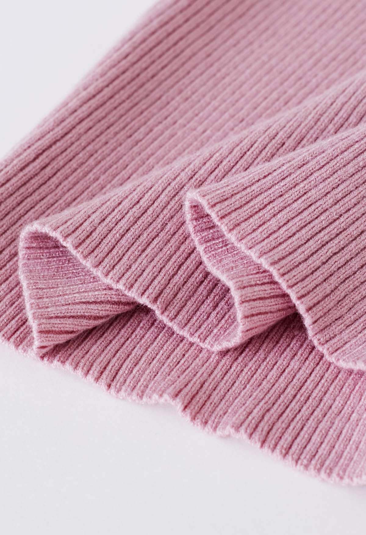 Neckholder-Strickoberteil mit überkreuzten Trägern in Rosa