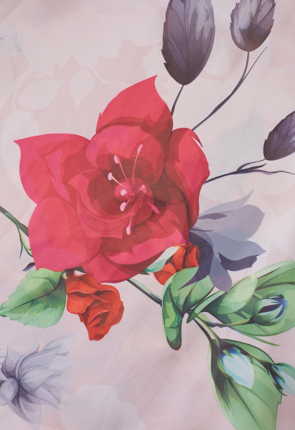 Best Blooms Rose bedruckter Chiffon-Maxirock in Blush