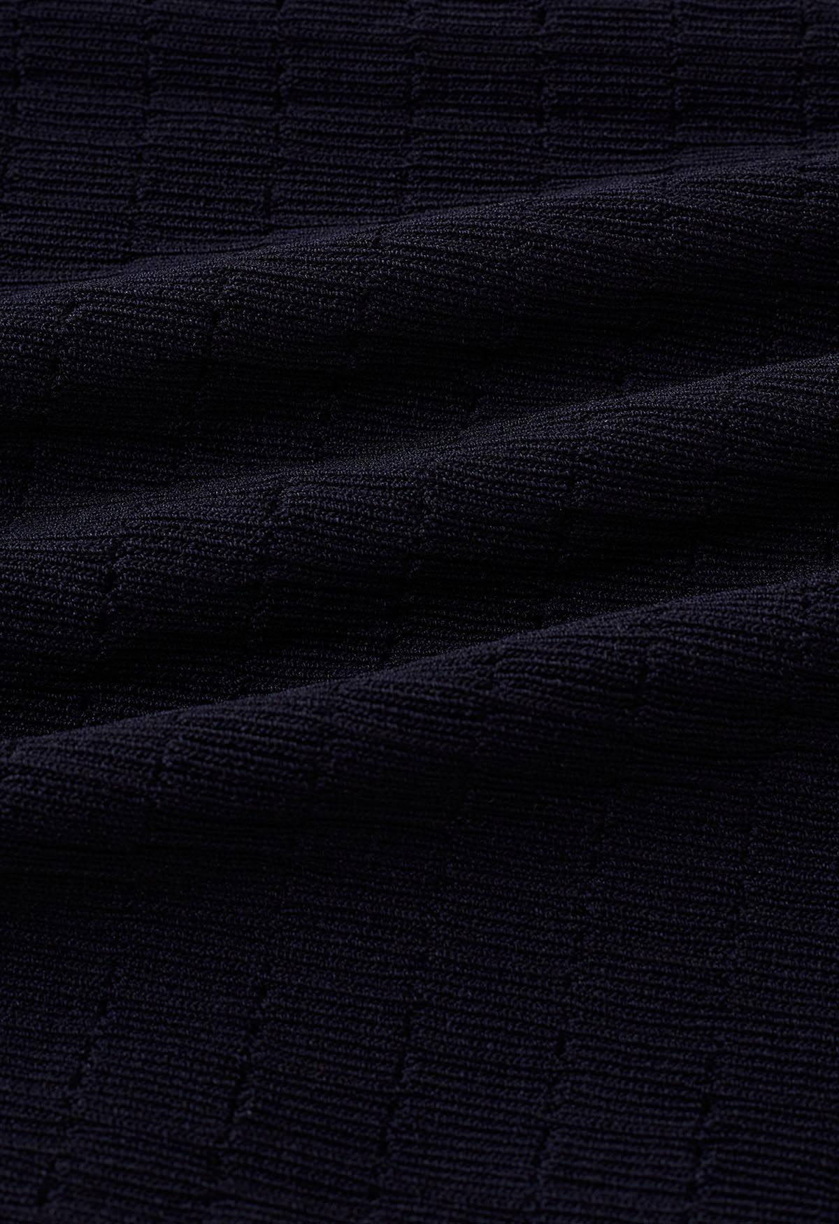 Einfarbiges, strukturiertes Cami-Kleid aus Strick in Schwarz