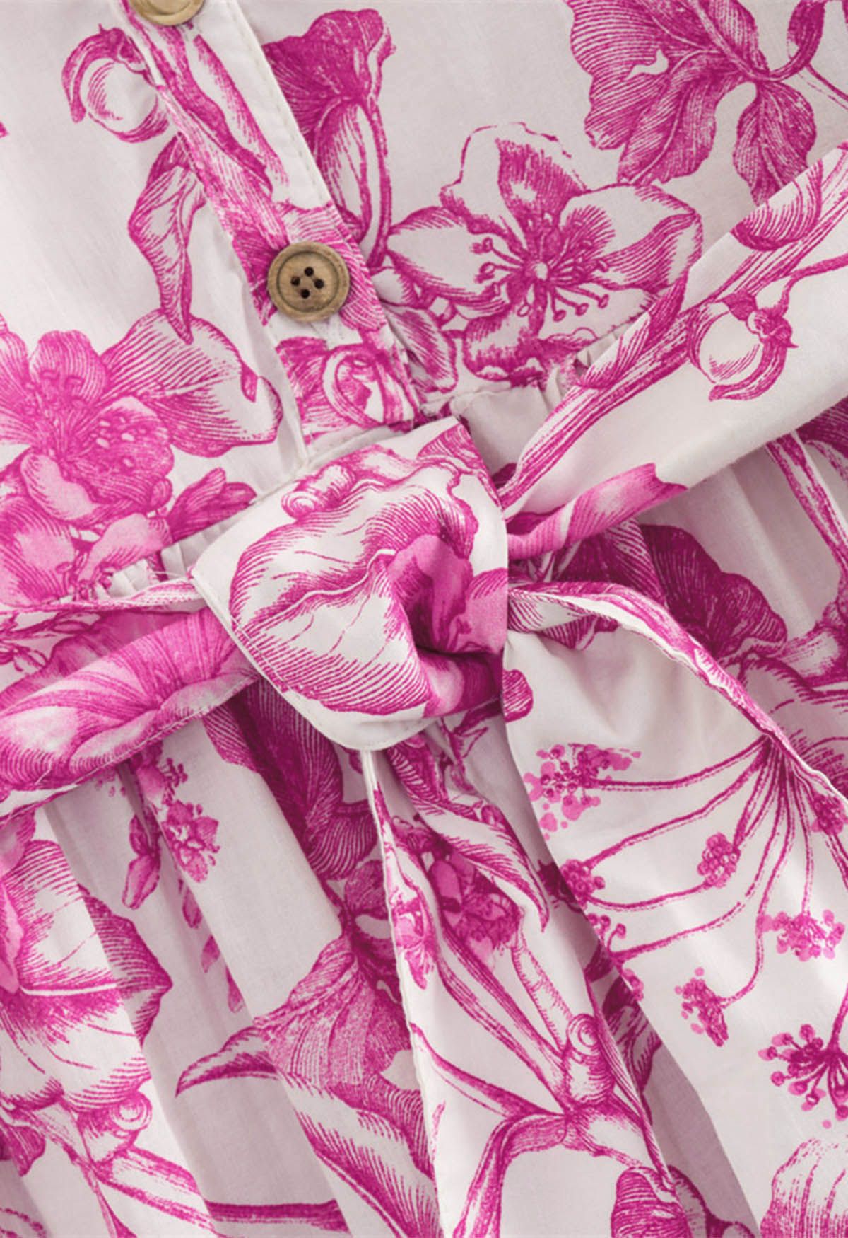 Minikleid mit Aquarell-Pink-Blumen-Laternenärmeln